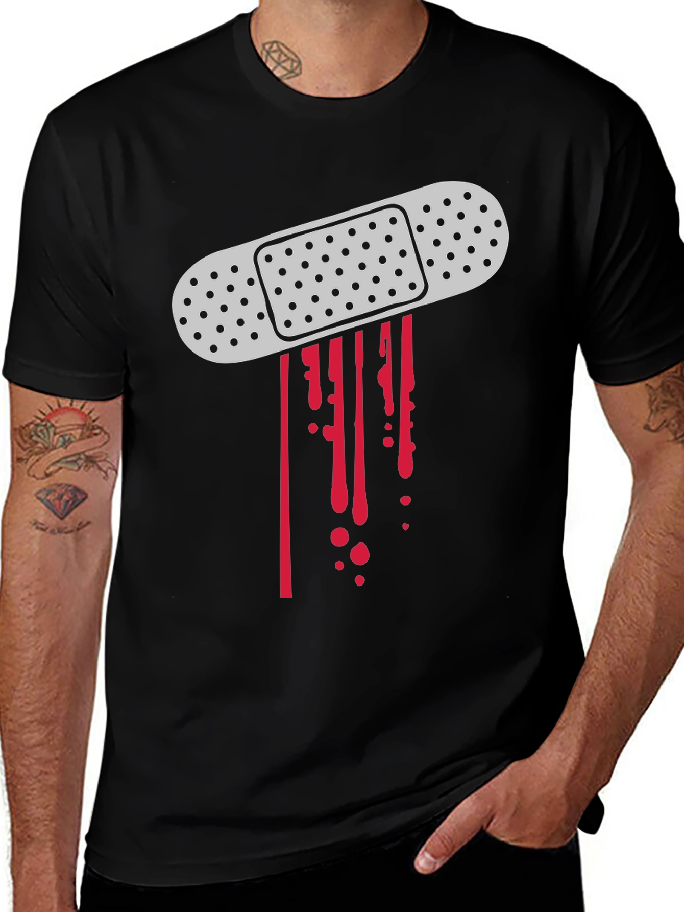 Bandage Blood Drip Graphic T-Shirt
