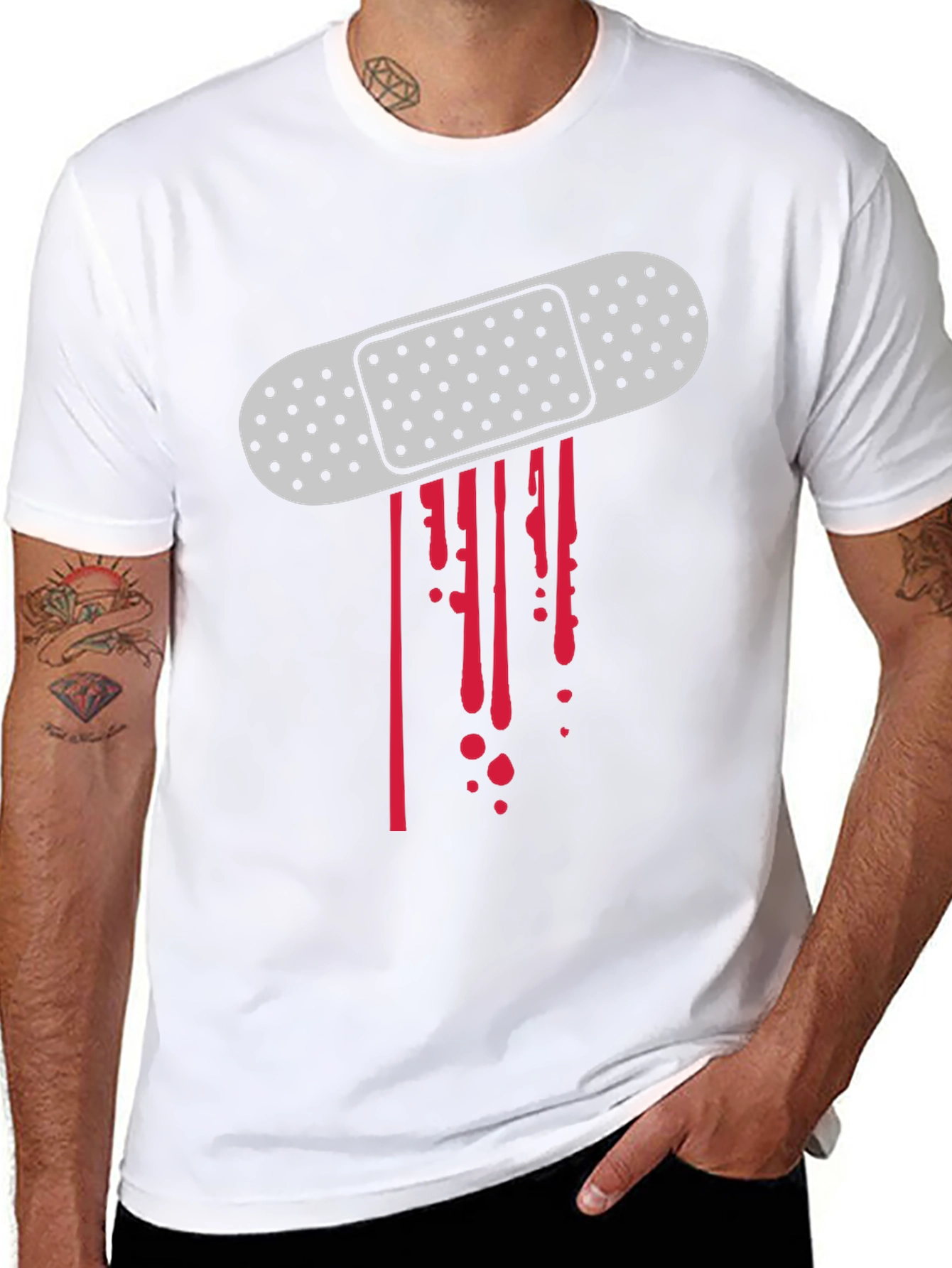 Bandage Blood Drip Graphic T-Shirt