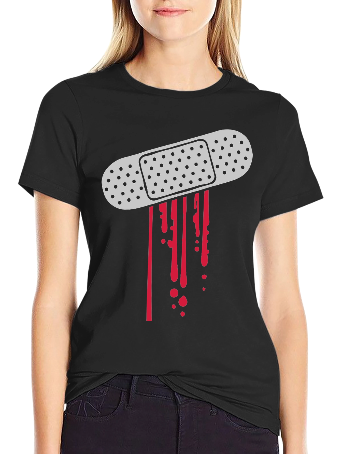 Bandage Blood Drip Graphic T-Shirt