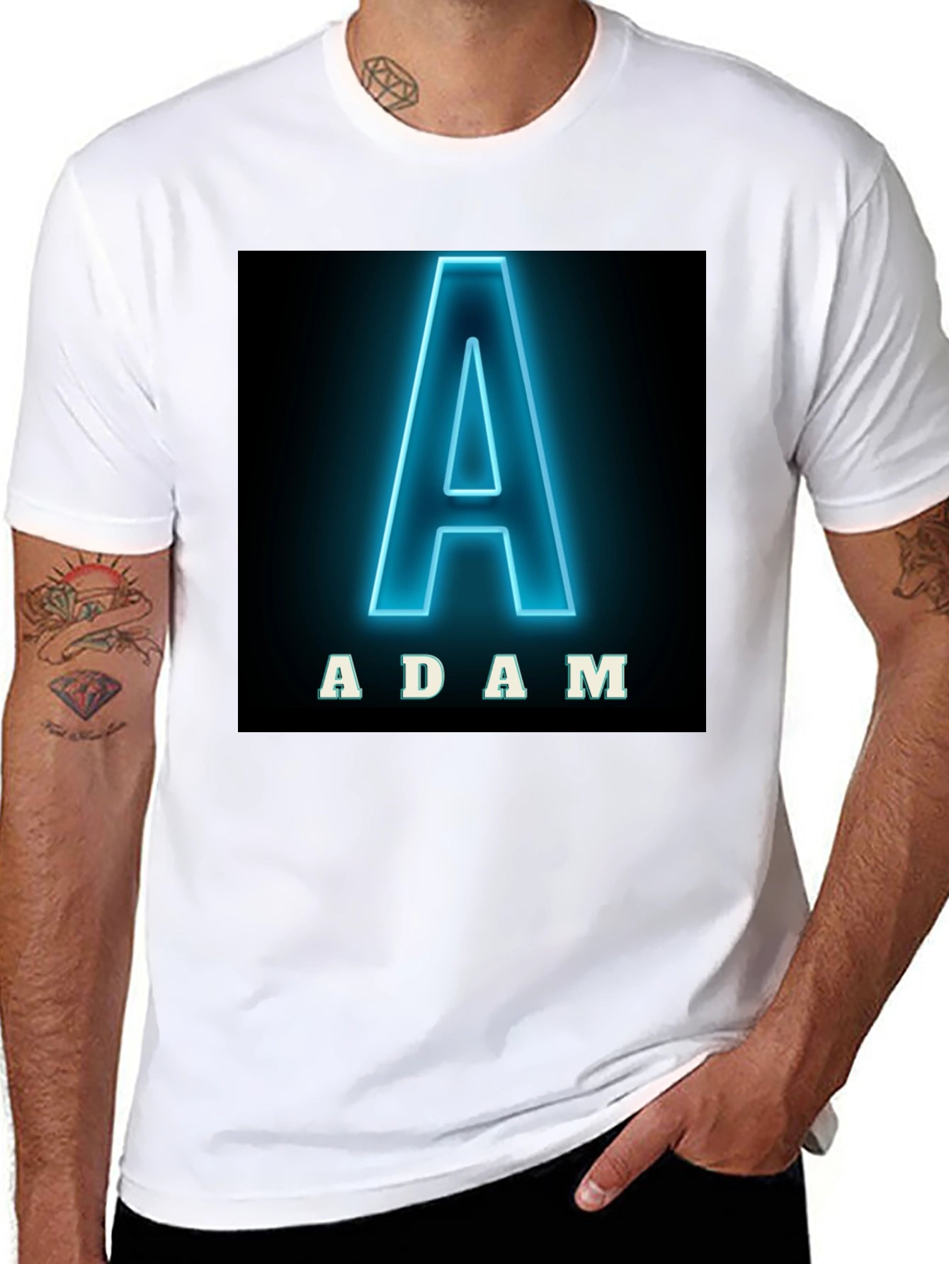 Adam Neon Letter T-Shirt