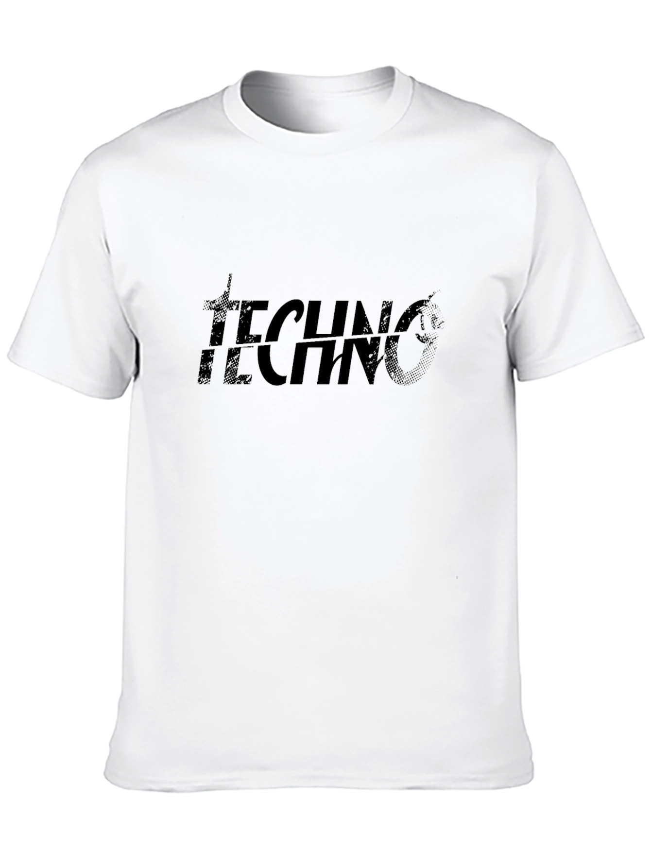 Techno Graphic Print Black Cotton T-Shirt