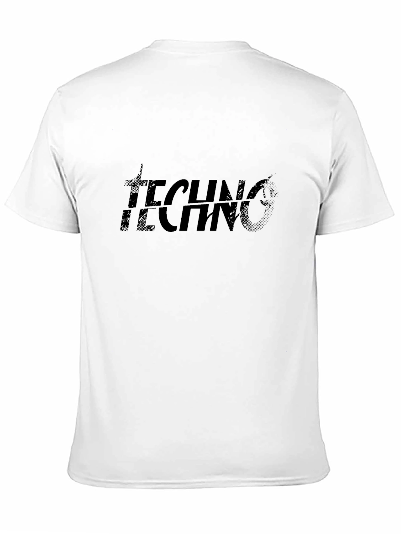Techno Graphic Print Black Cotton T-Shirt