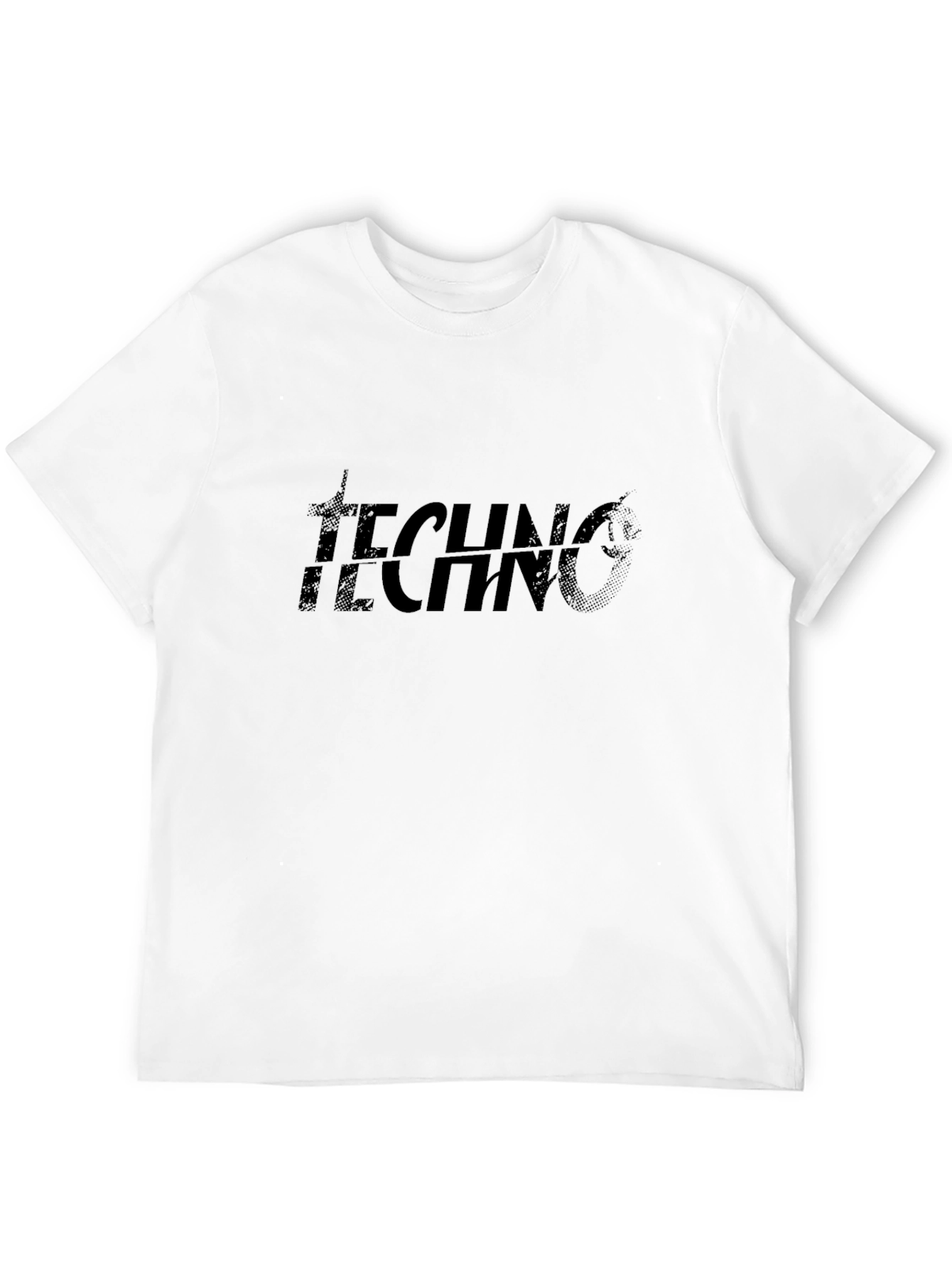 Techno Graphic Print Black Cotton T-Shirt