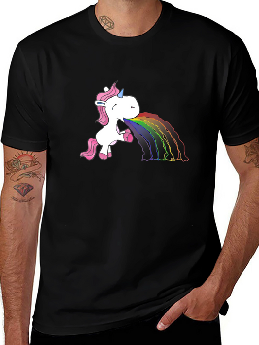 Unicorn Rainbow Vomit T-Shirt - Black Cotton Tee