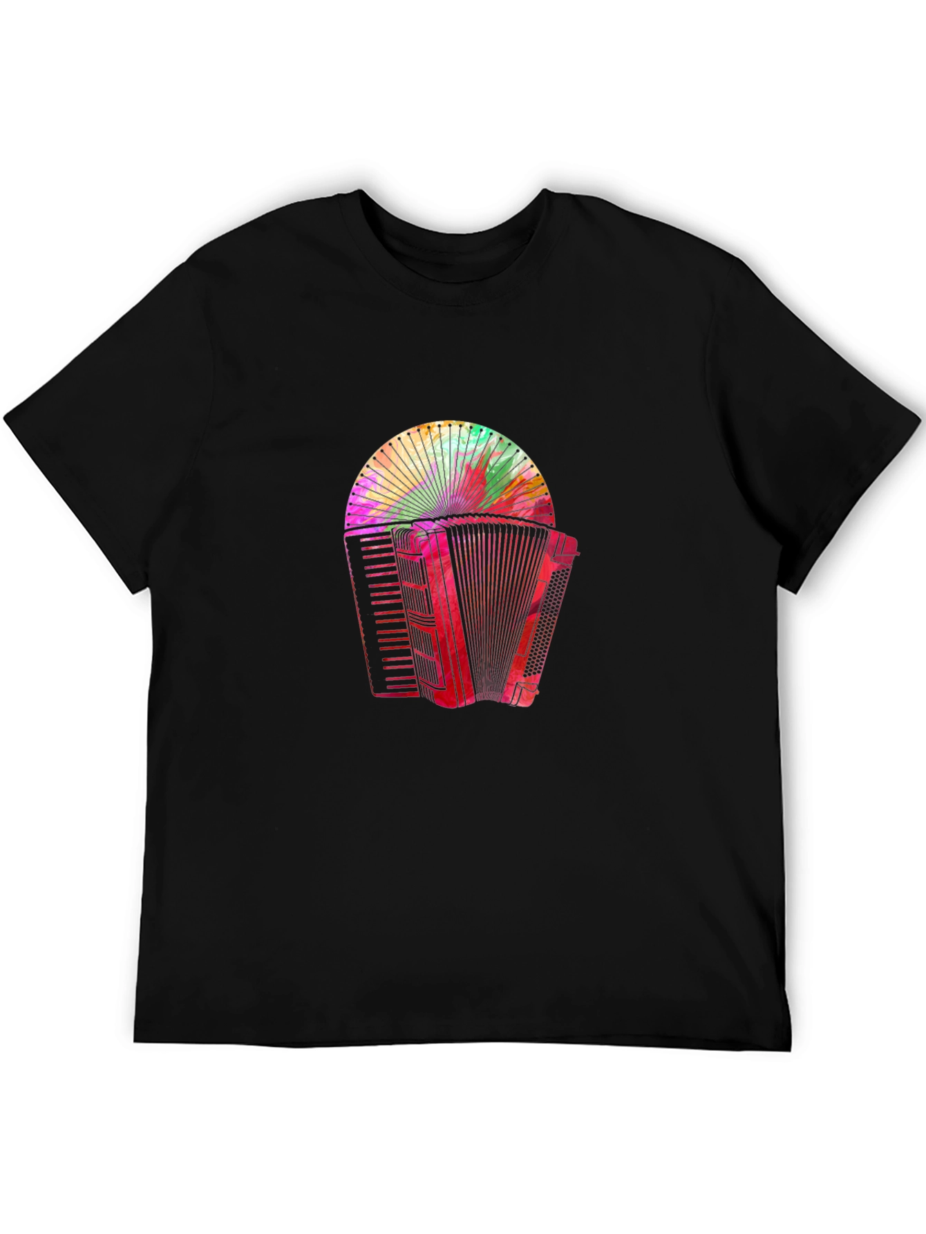 Accordion Graphic Print Black Tee