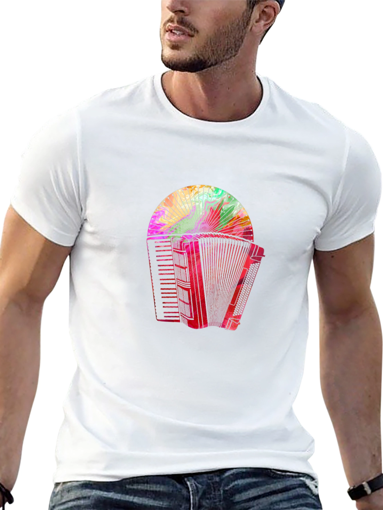 Accordion Graphic Print Black Tee