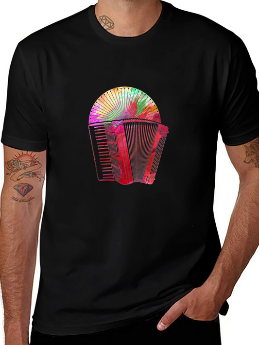 Accordion Graphic Print Black Tee