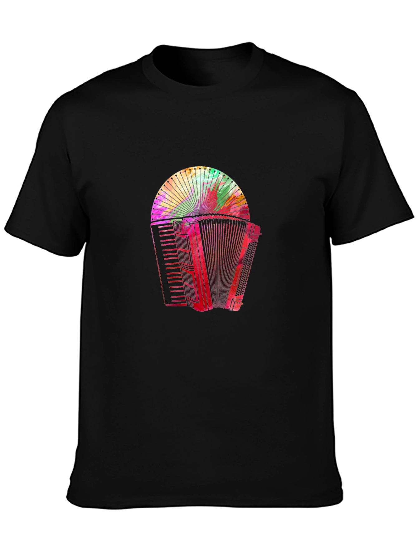 Accordion Graphic Print Black Tee