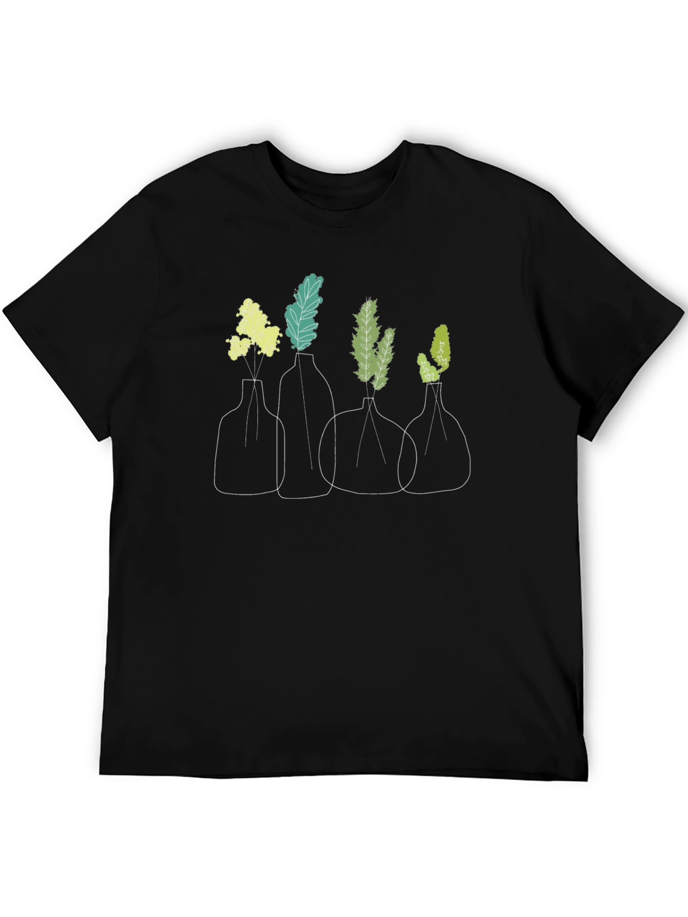 Vase Line Art Black T-Shirt