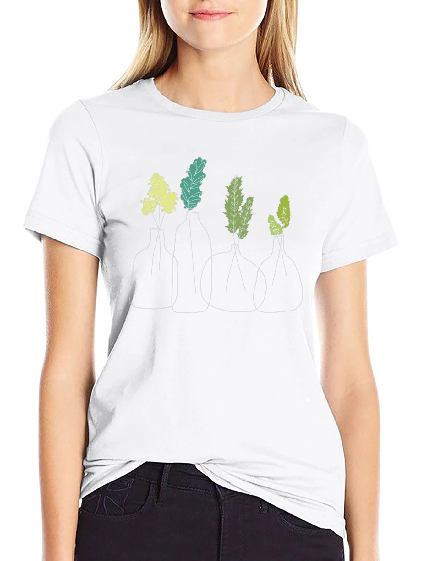 Vase Line Art Black T-Shirt