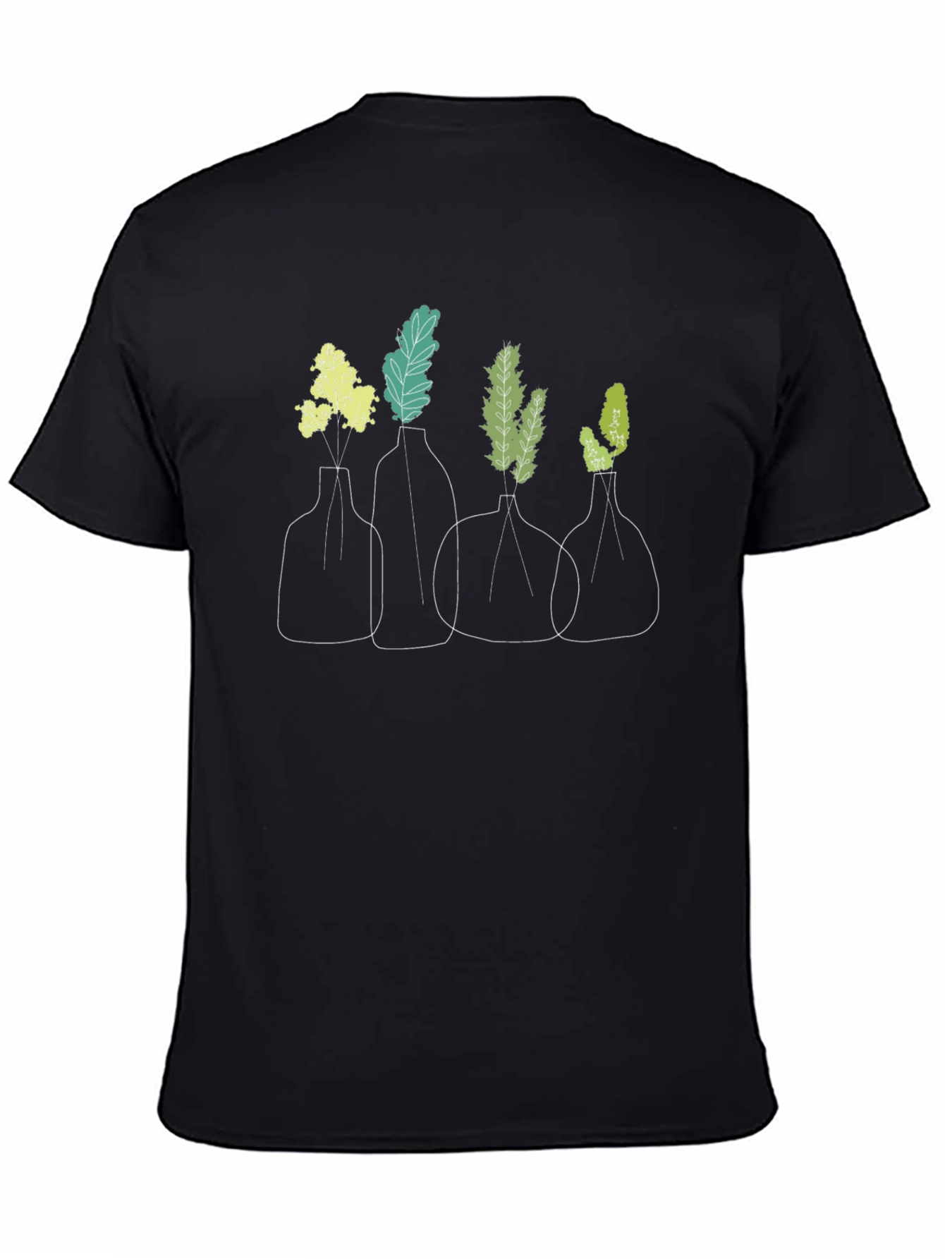 Vase Line Art Black T-Shirt