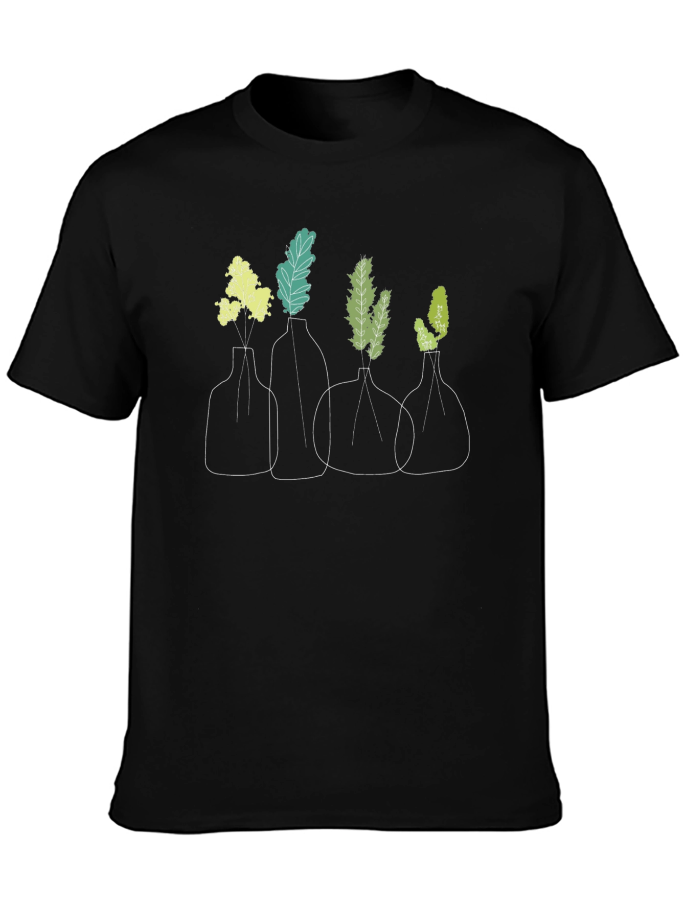 Vase Line Art Black T-Shirt