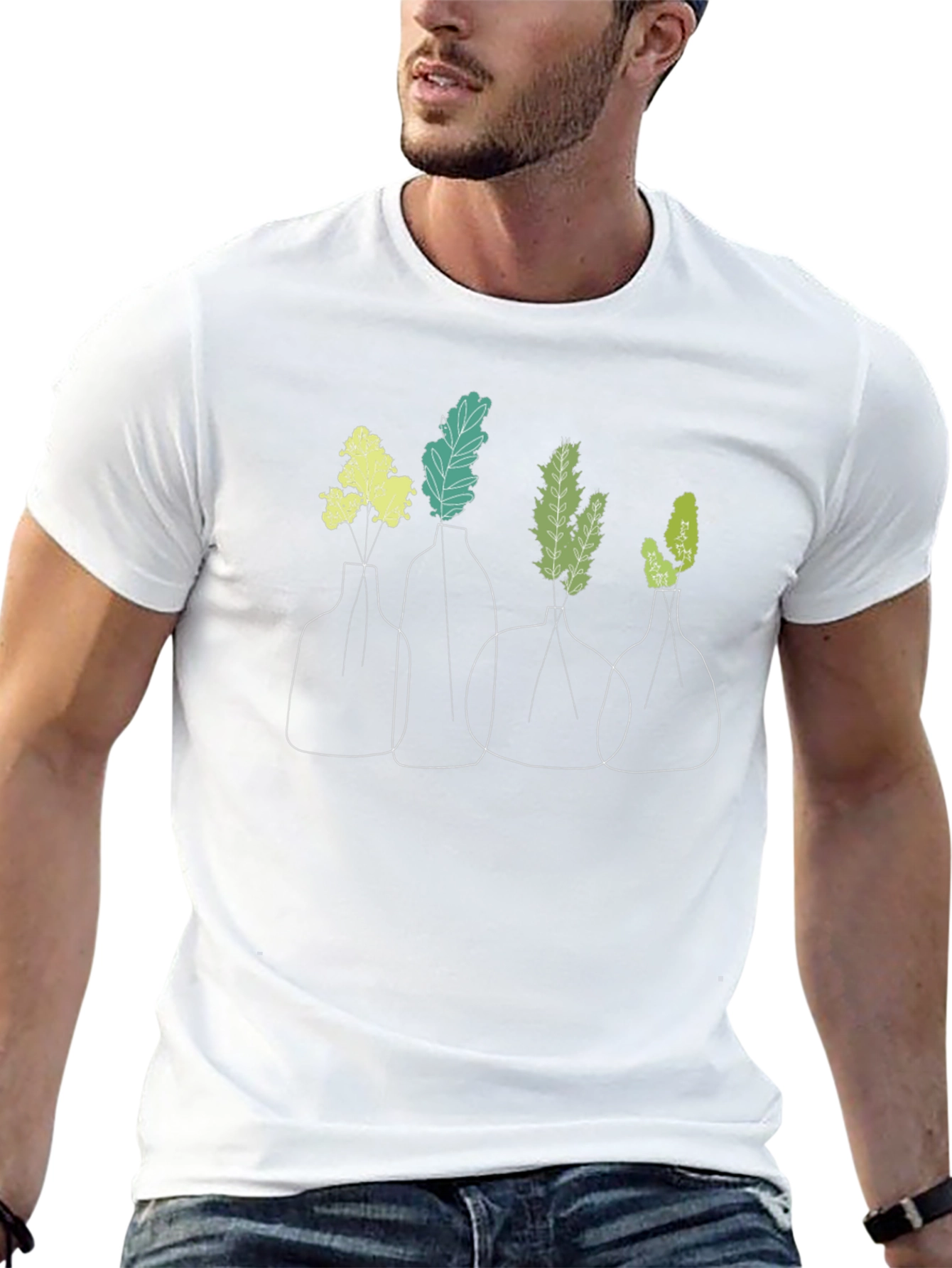 Vase Line Art Black T-Shirt