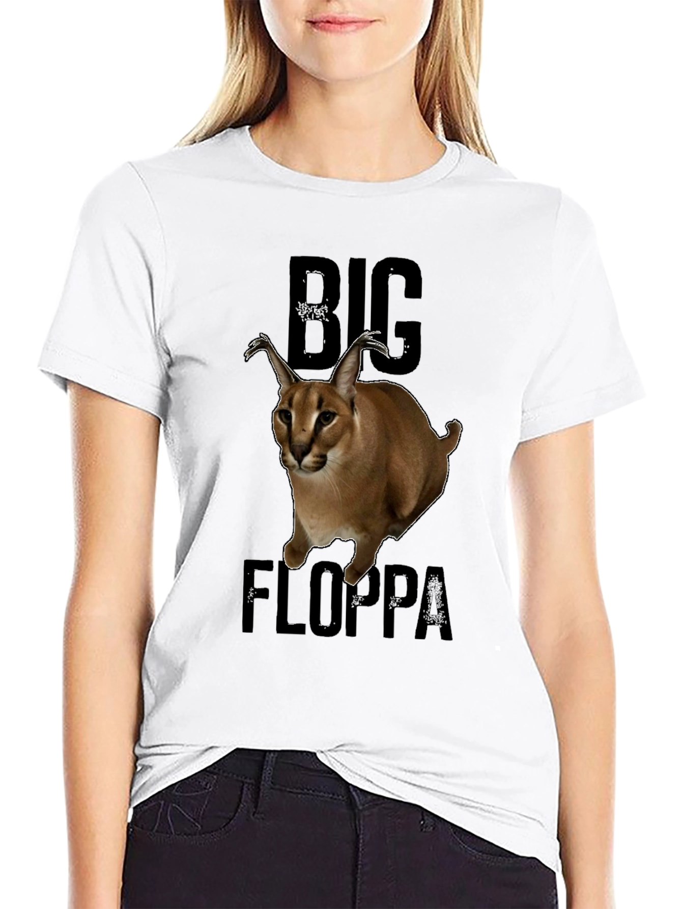 Big Floppa Graphic T-Shirt - Unique Caracal Cat Design
