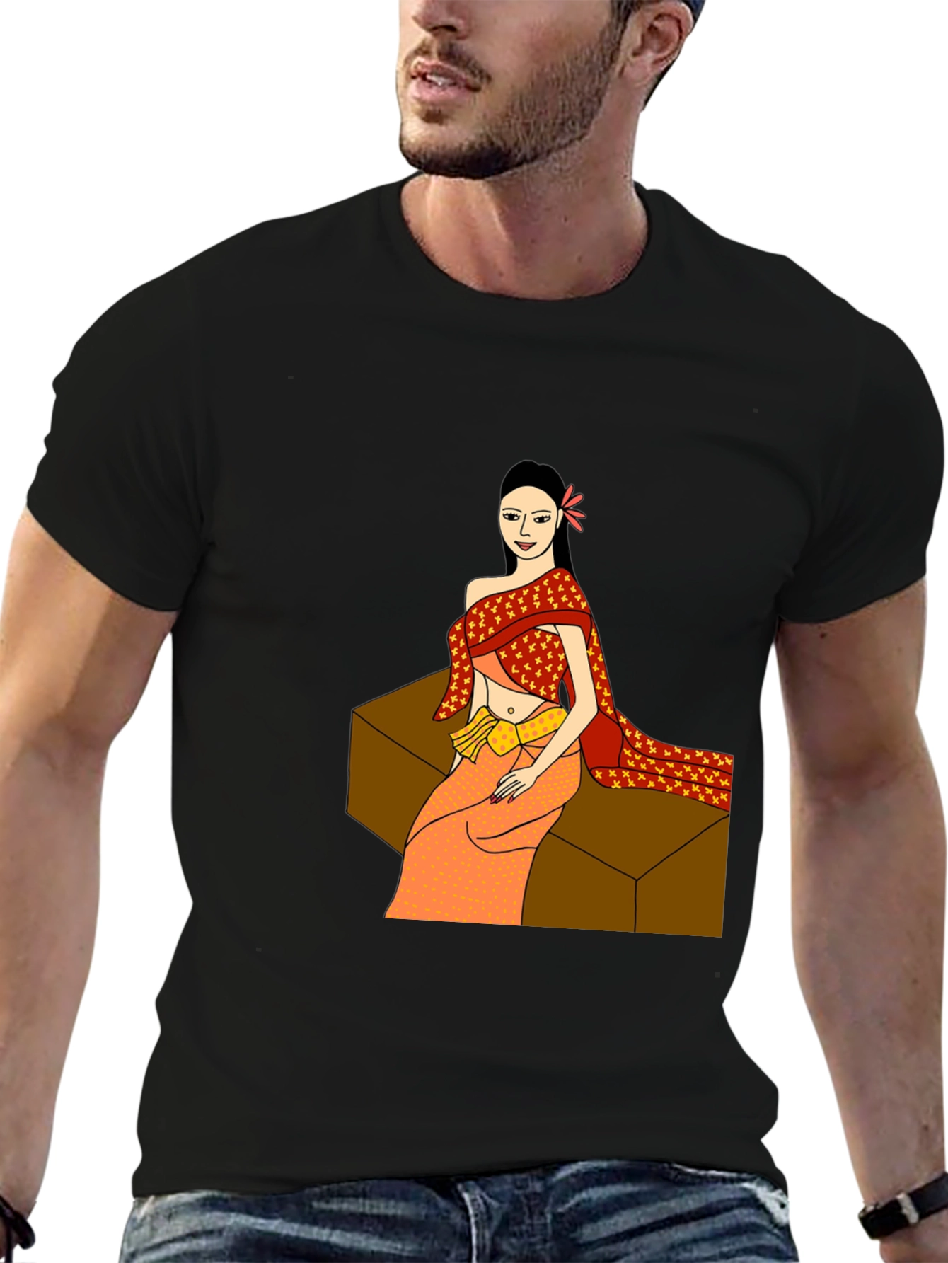 Thai Lady Graphic Tee - Black Unisex T-Shirt