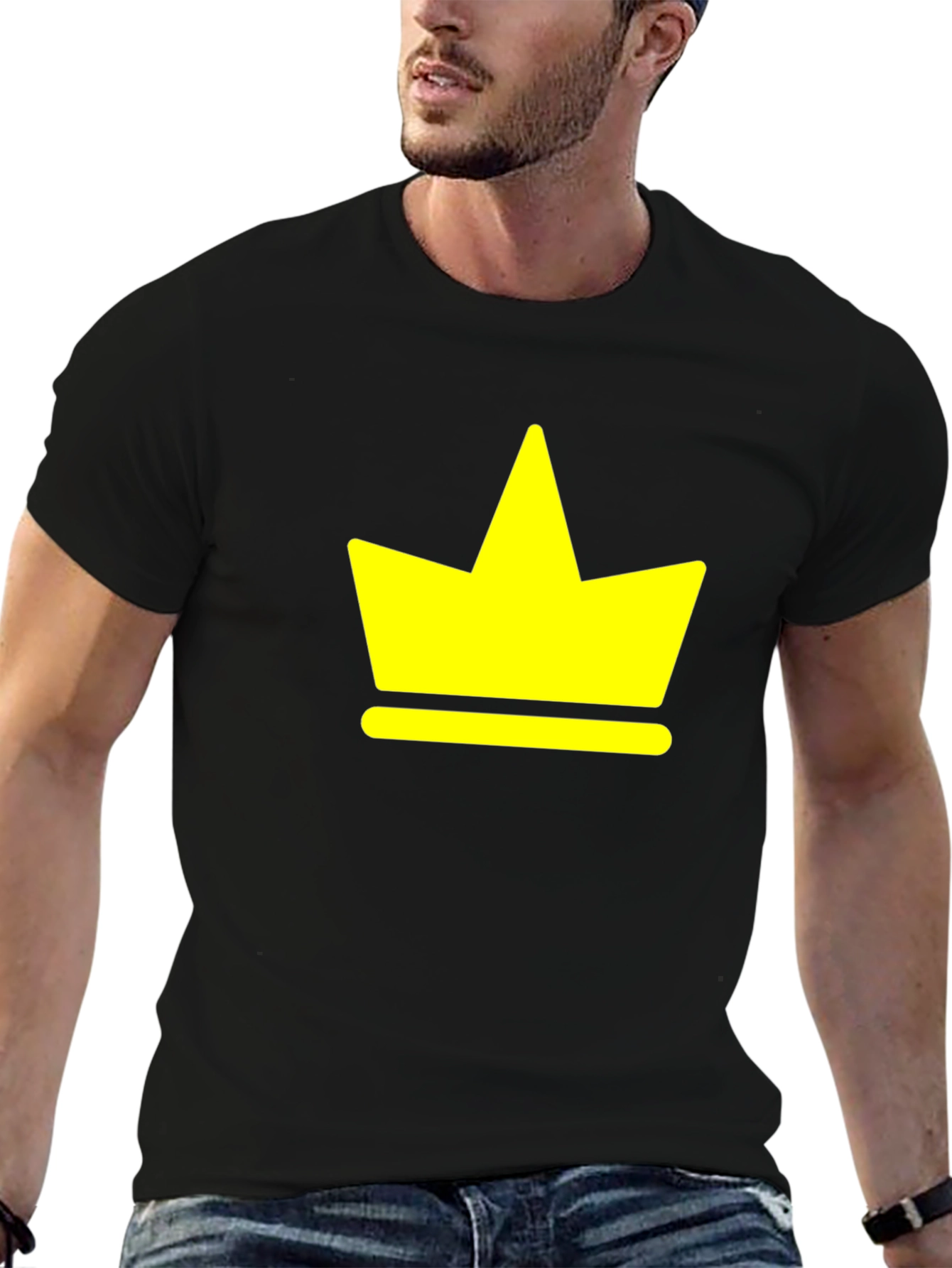 Yellow Crown Graphic Black T-Shirt