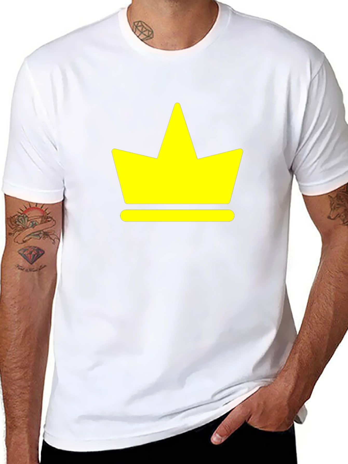 Yellow Crown Graphic Black T-Shirt