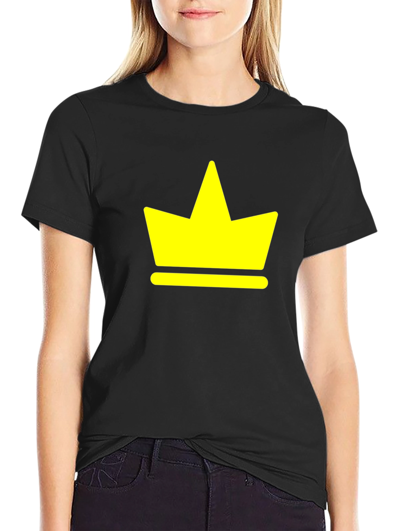 Yellow Crown Graphic Black T-Shirt