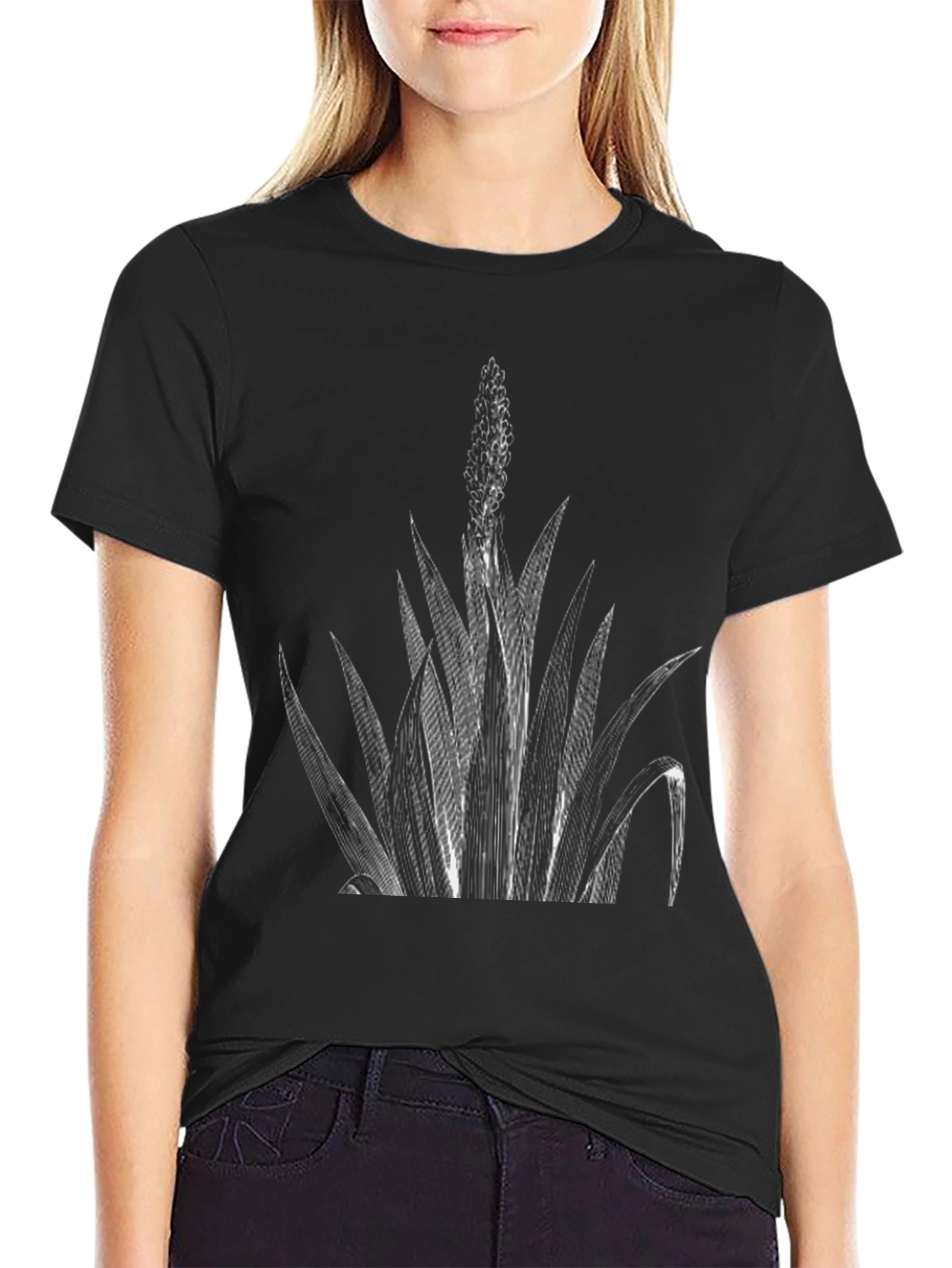 Botanical Graphic Print Black T-Shirt