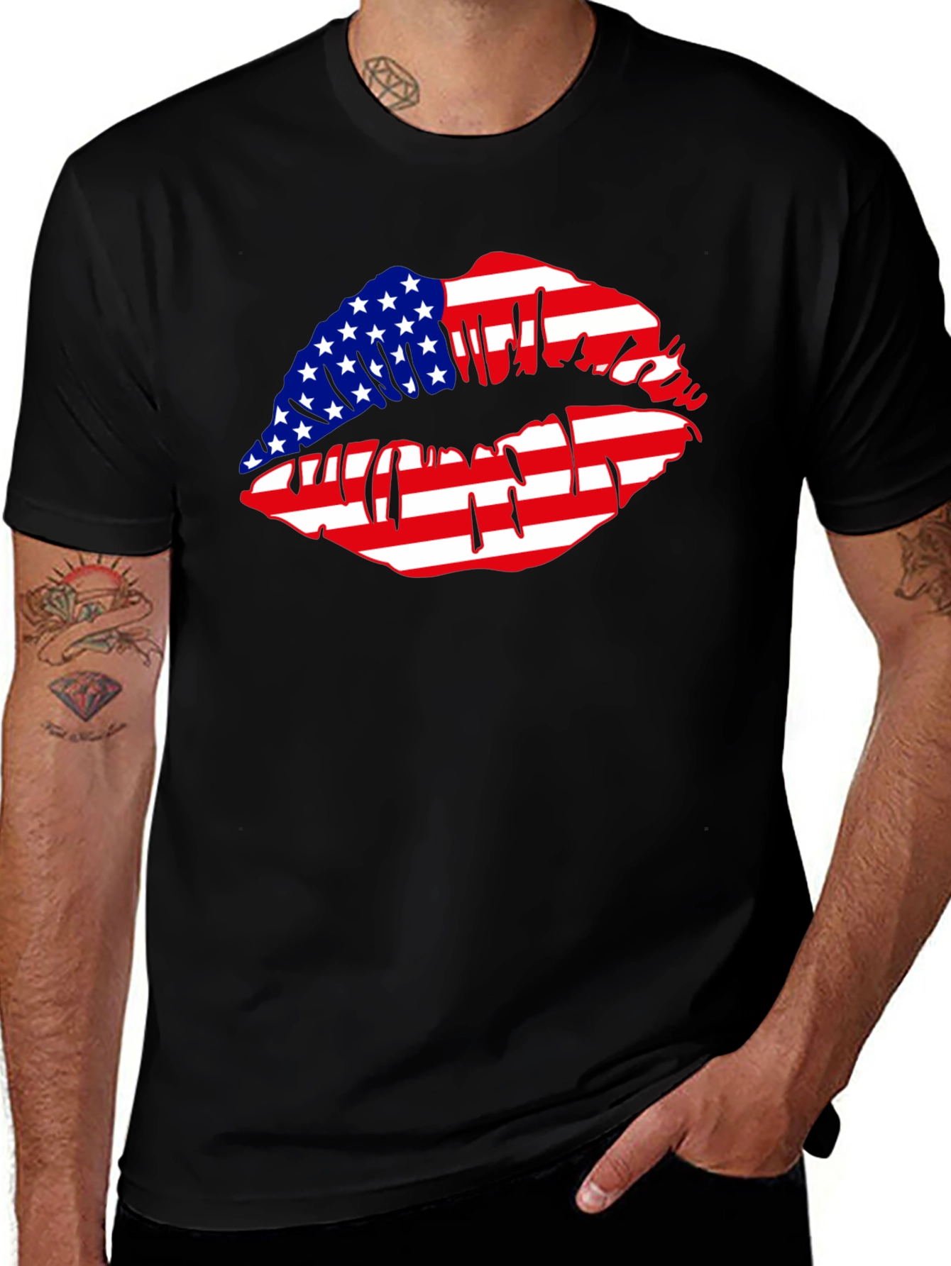 American Flag Lips Graphic T-Shirt