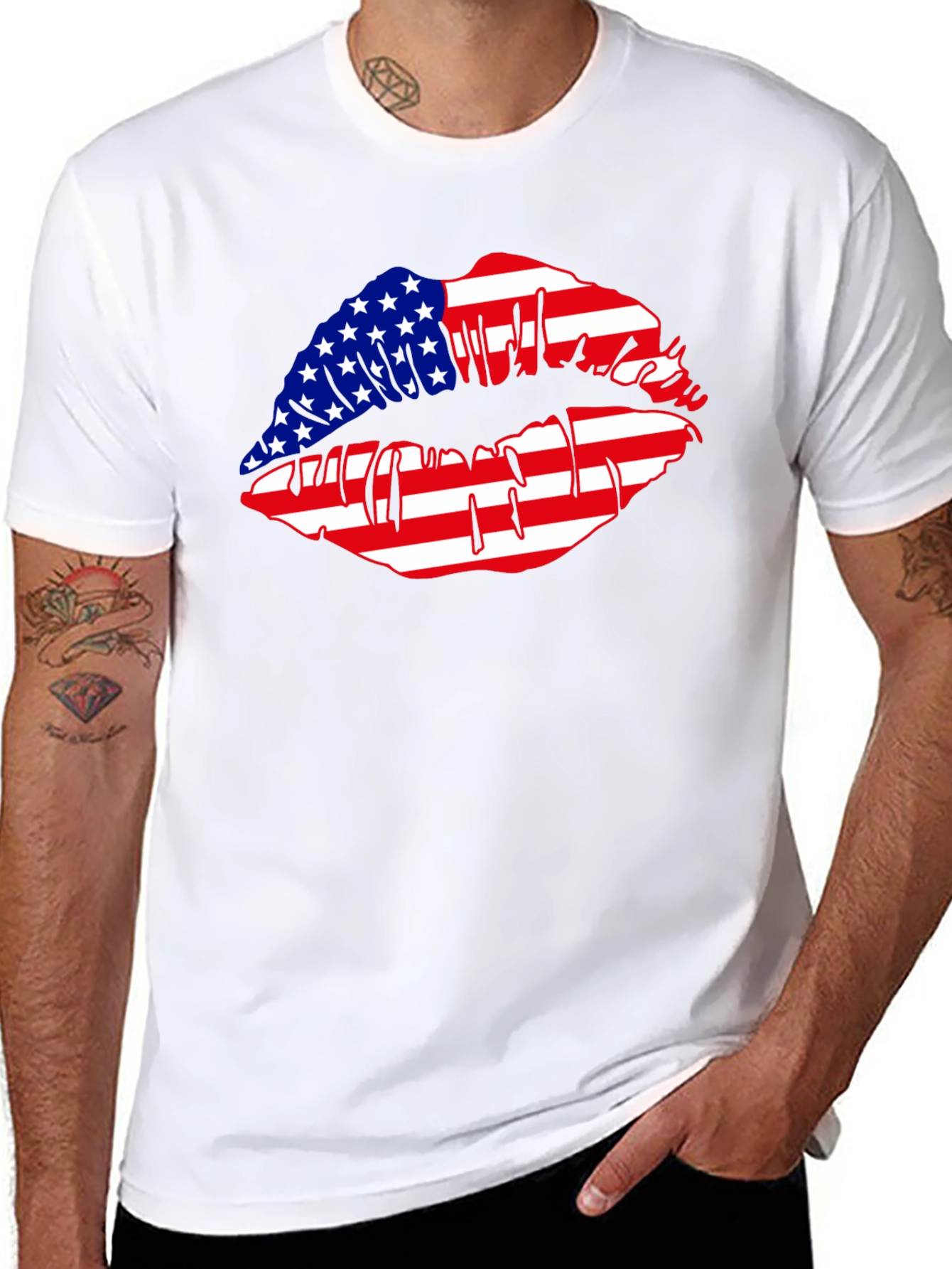 American Flag Lips Graphic T-Shirt