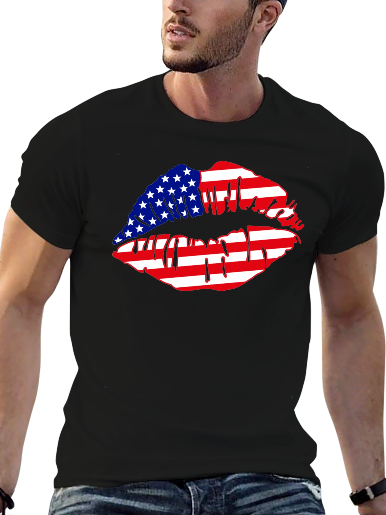 American Flag Lips Graphic T-Shirt