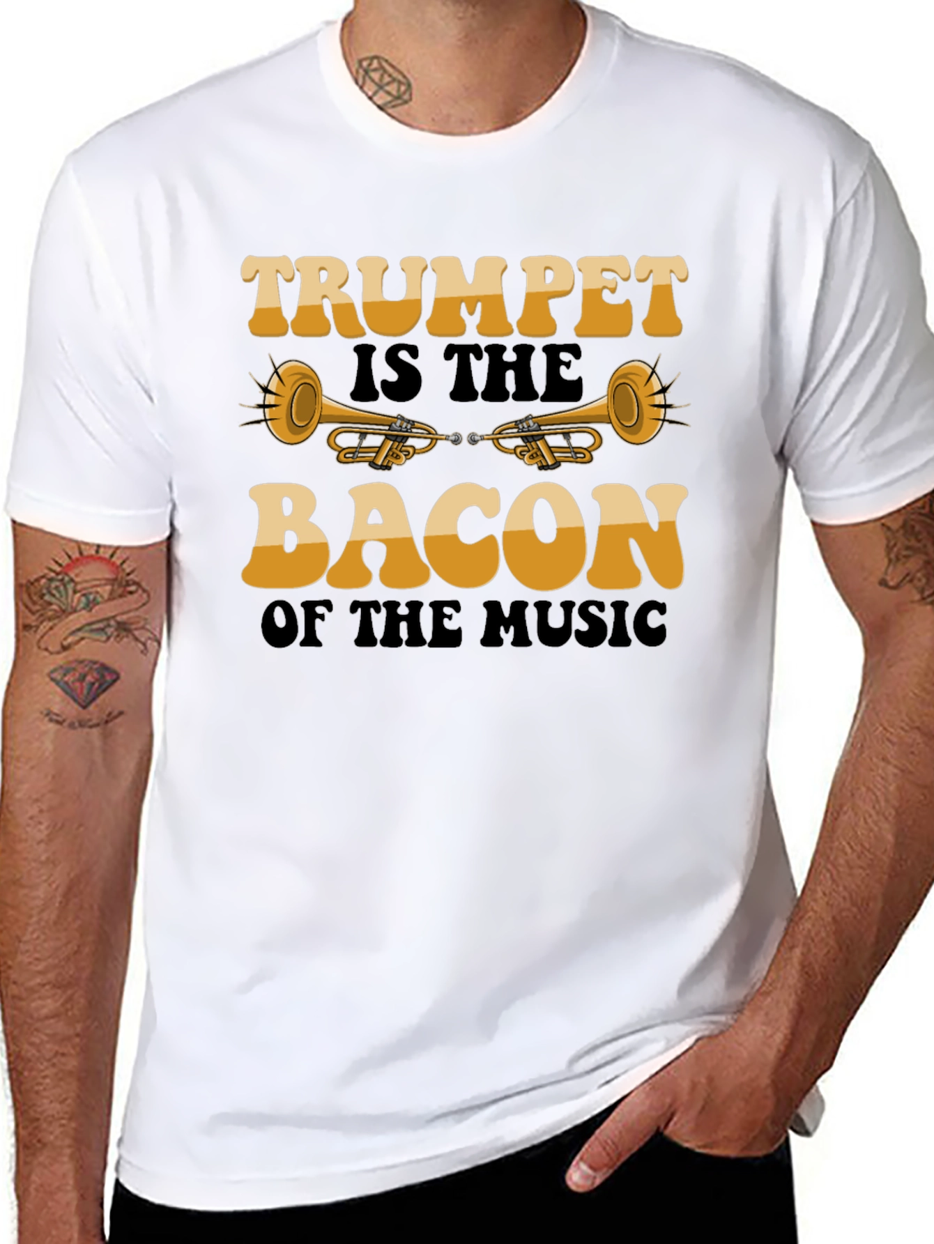 Trumpet Bacon Music Graphic T-Shirt