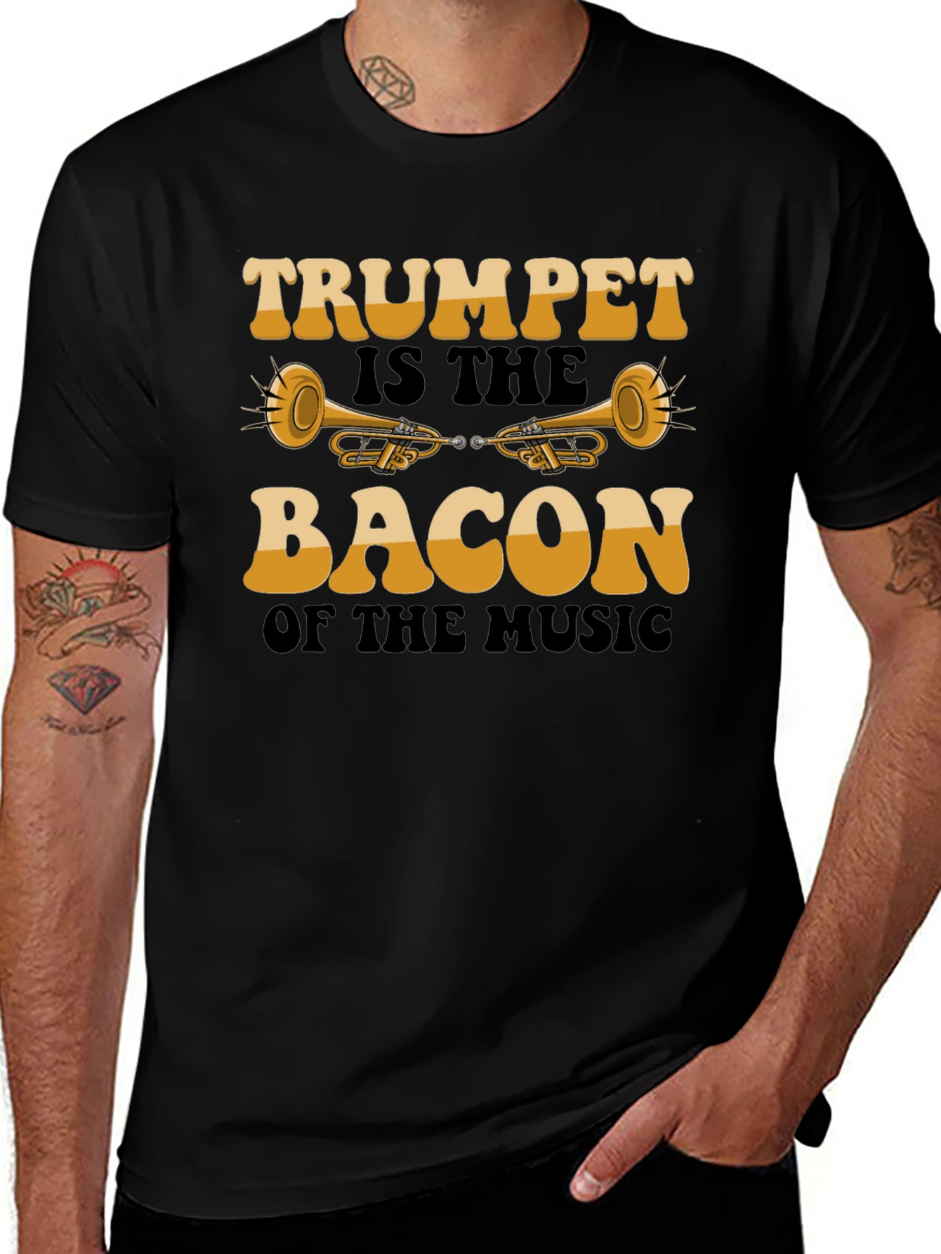 Trumpet Bacon Music Graphic T-Shirt