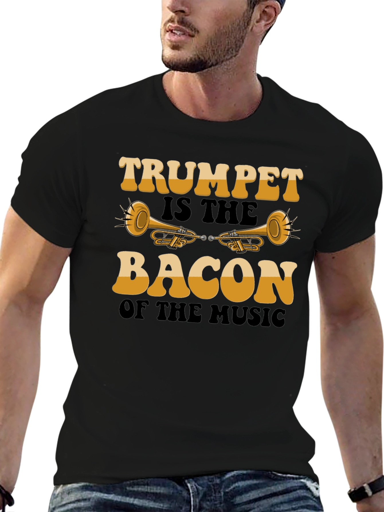 Trumpet Bacon Music Graphic T-Shirt