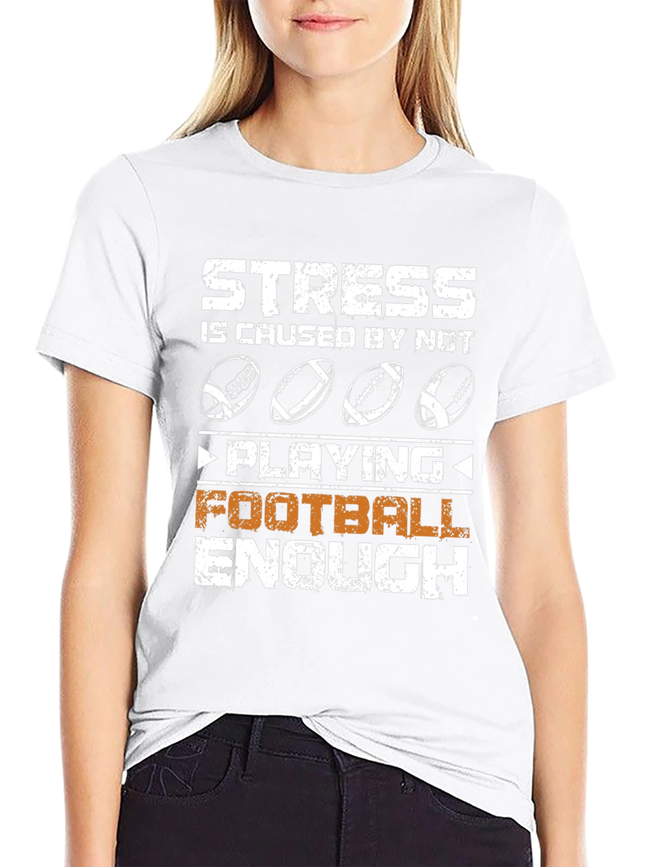 Stress Not Playing Football Enough Black T-Shirt