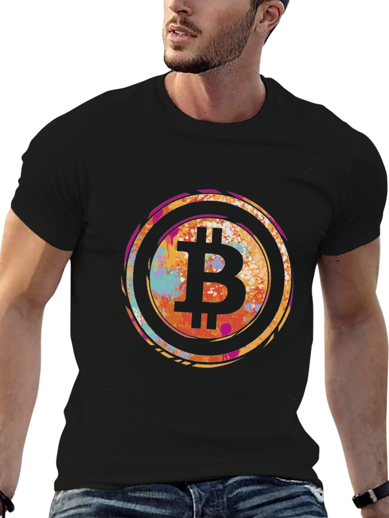 Bitcoin Splash Graphic Tee - Crypto Fan T-Shirt