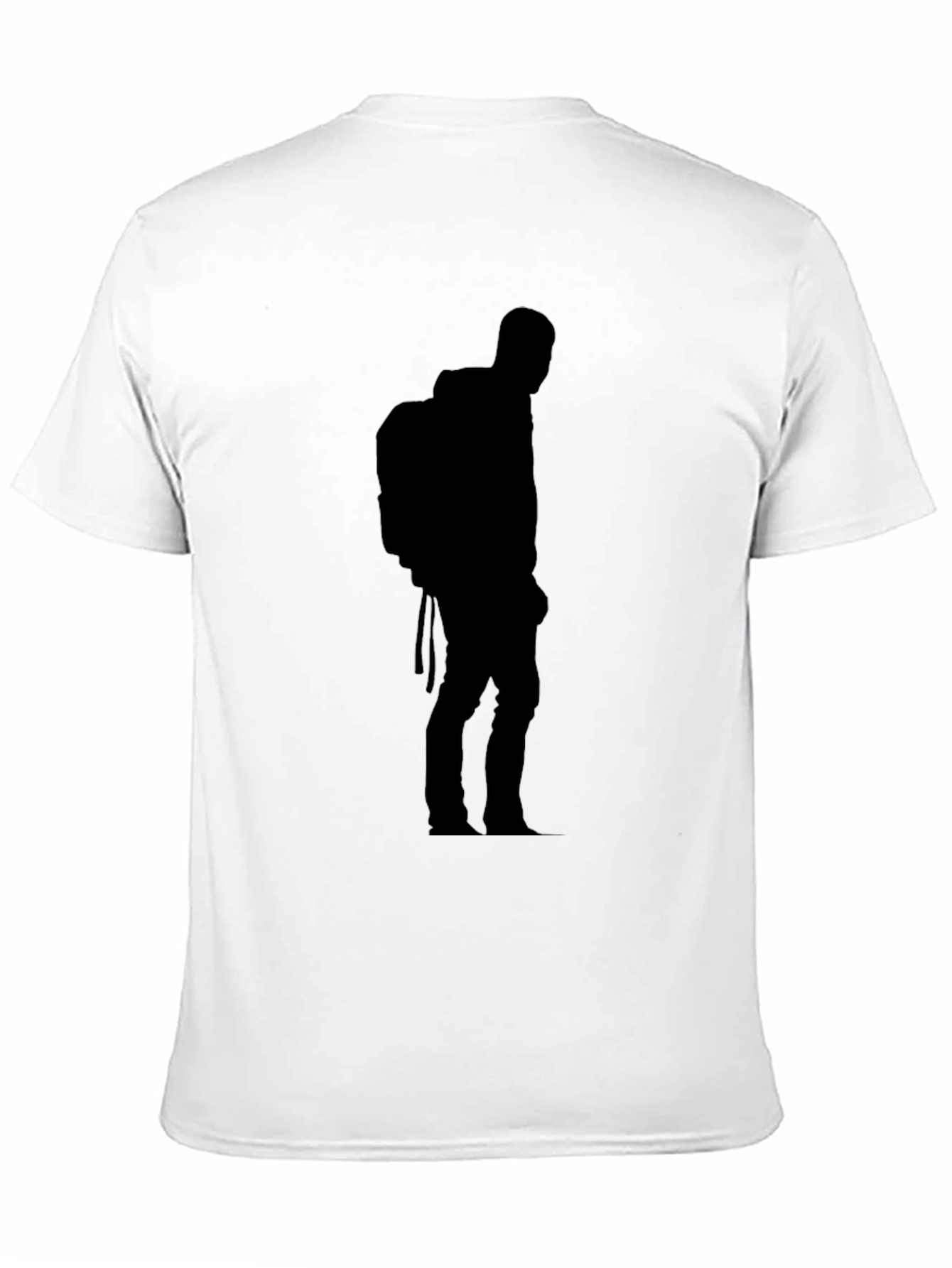 Black T-Shirt with Hiker Silhouette Design
