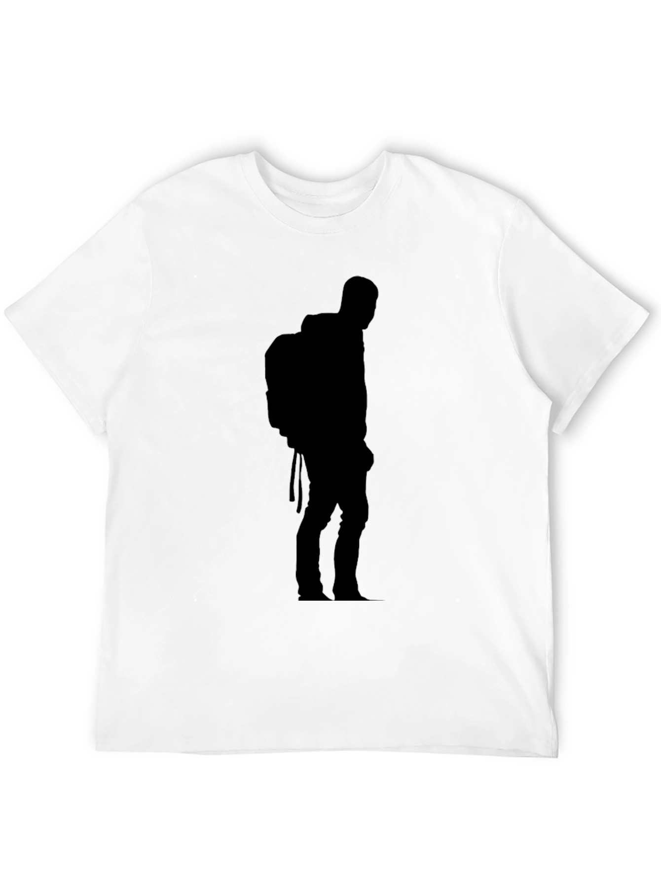 Black T-Shirt with Hiker Silhouette Design