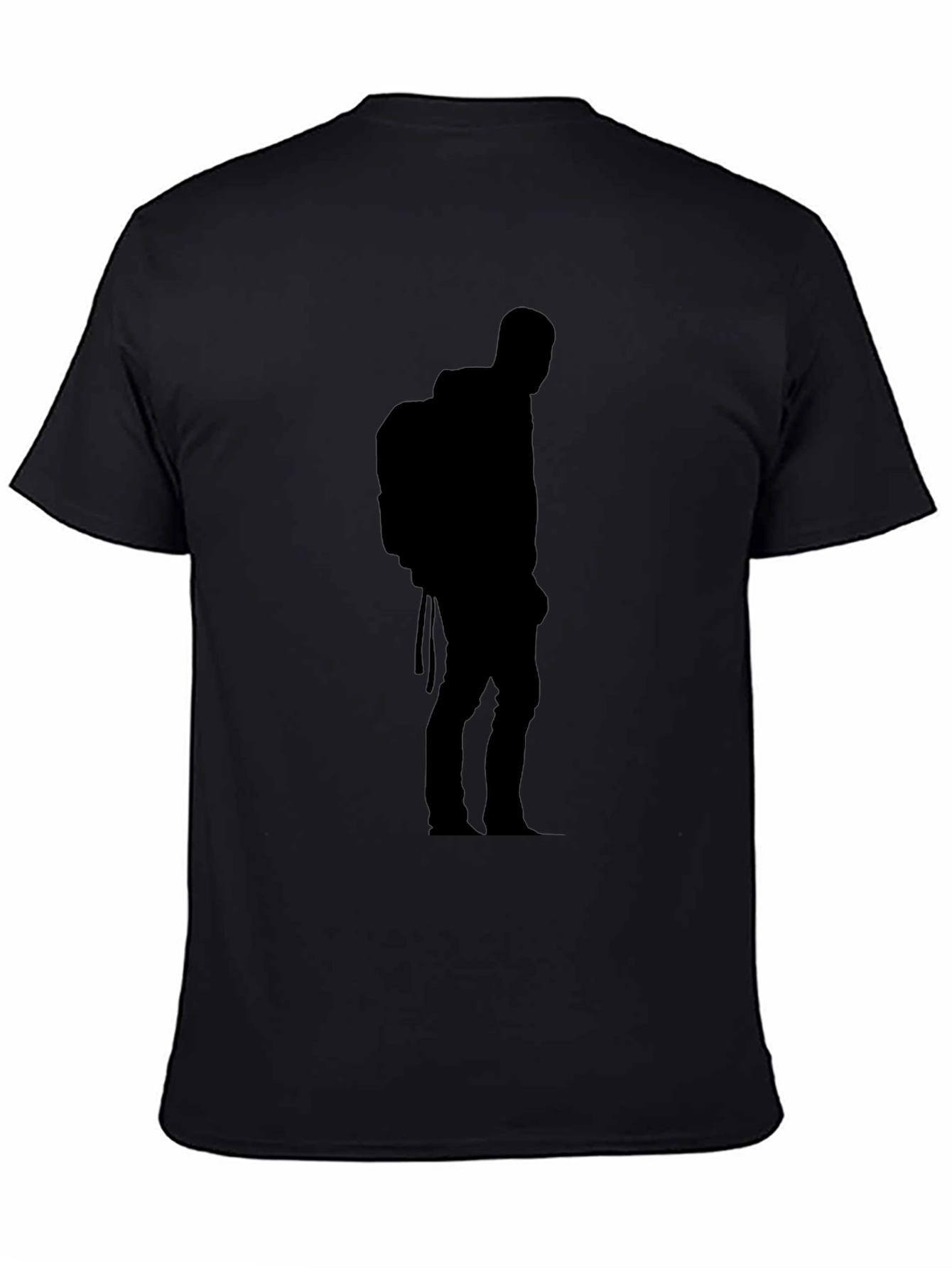 Black T-Shirt with Hiker Silhouette Design