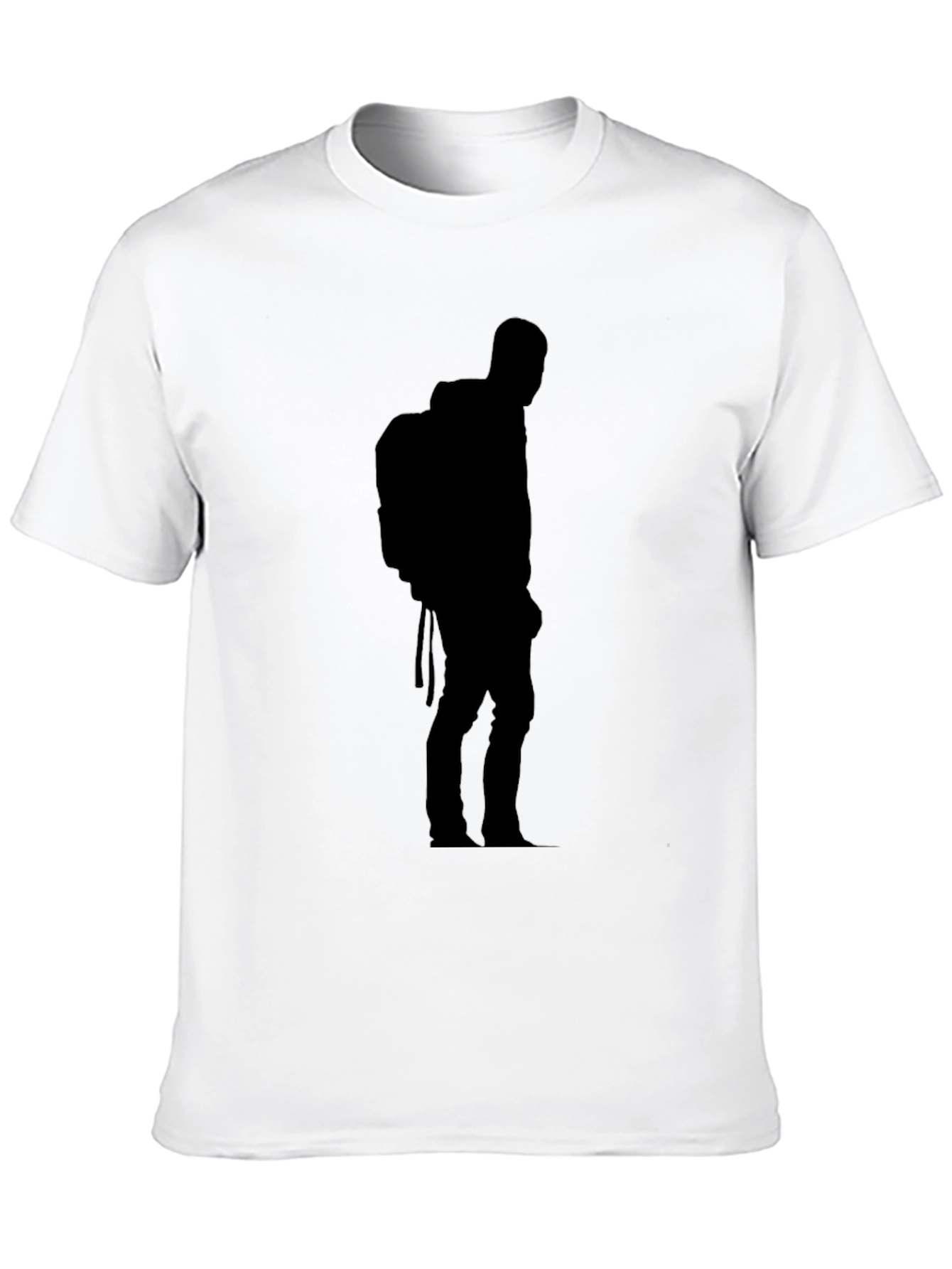 Black T-Shirt with Hiker Silhouette Design