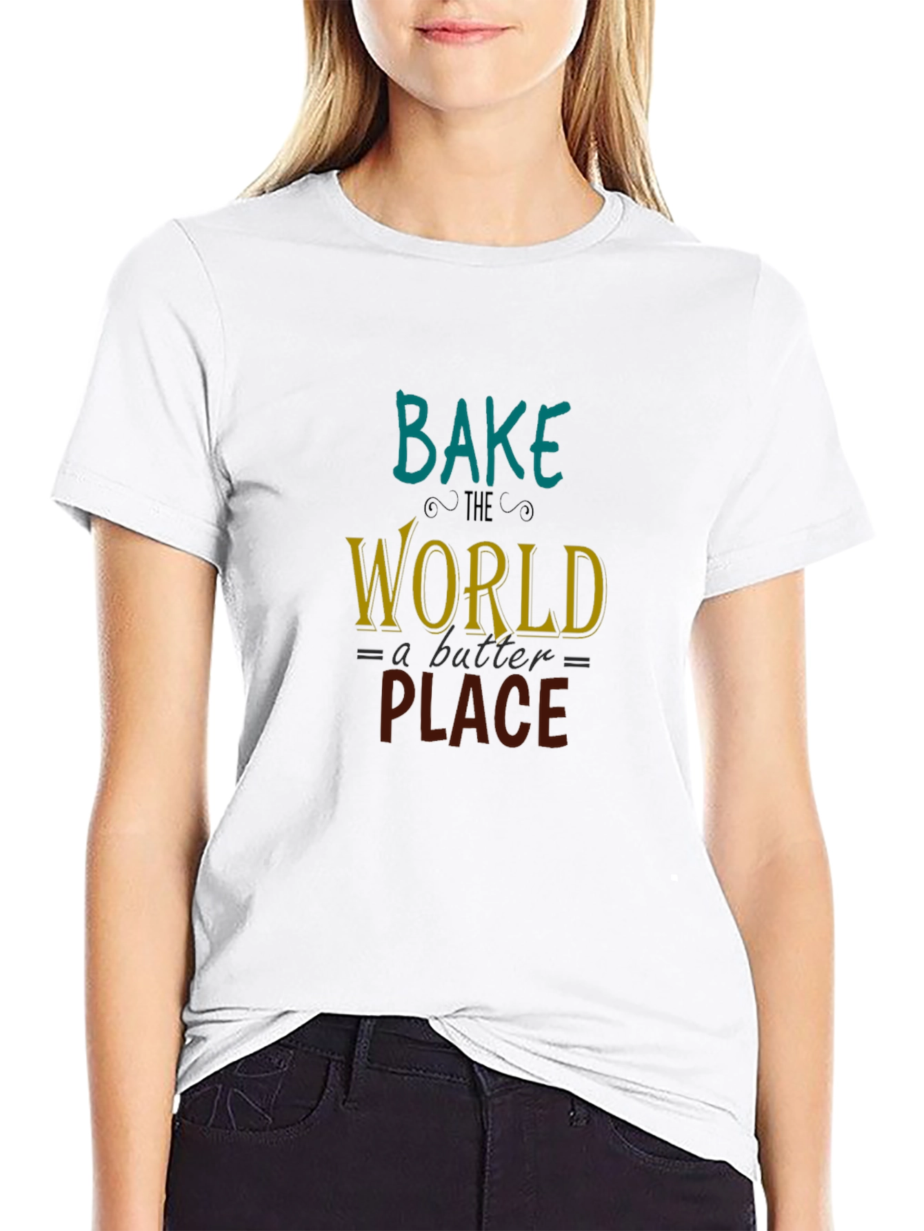 Bake the World T-Shirt: Black Cotton Tee