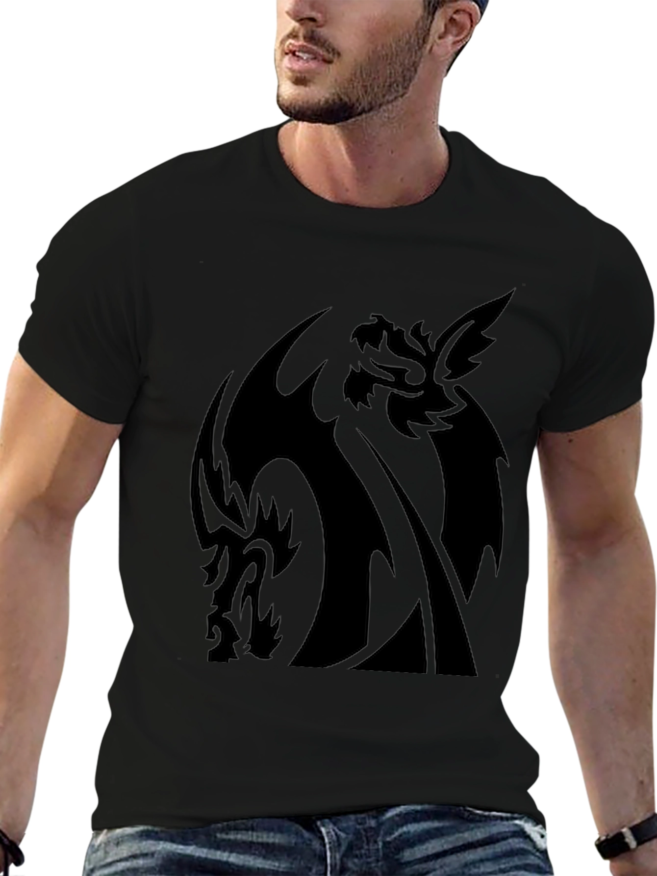 Black Dragon Graphic Print T-Shirt