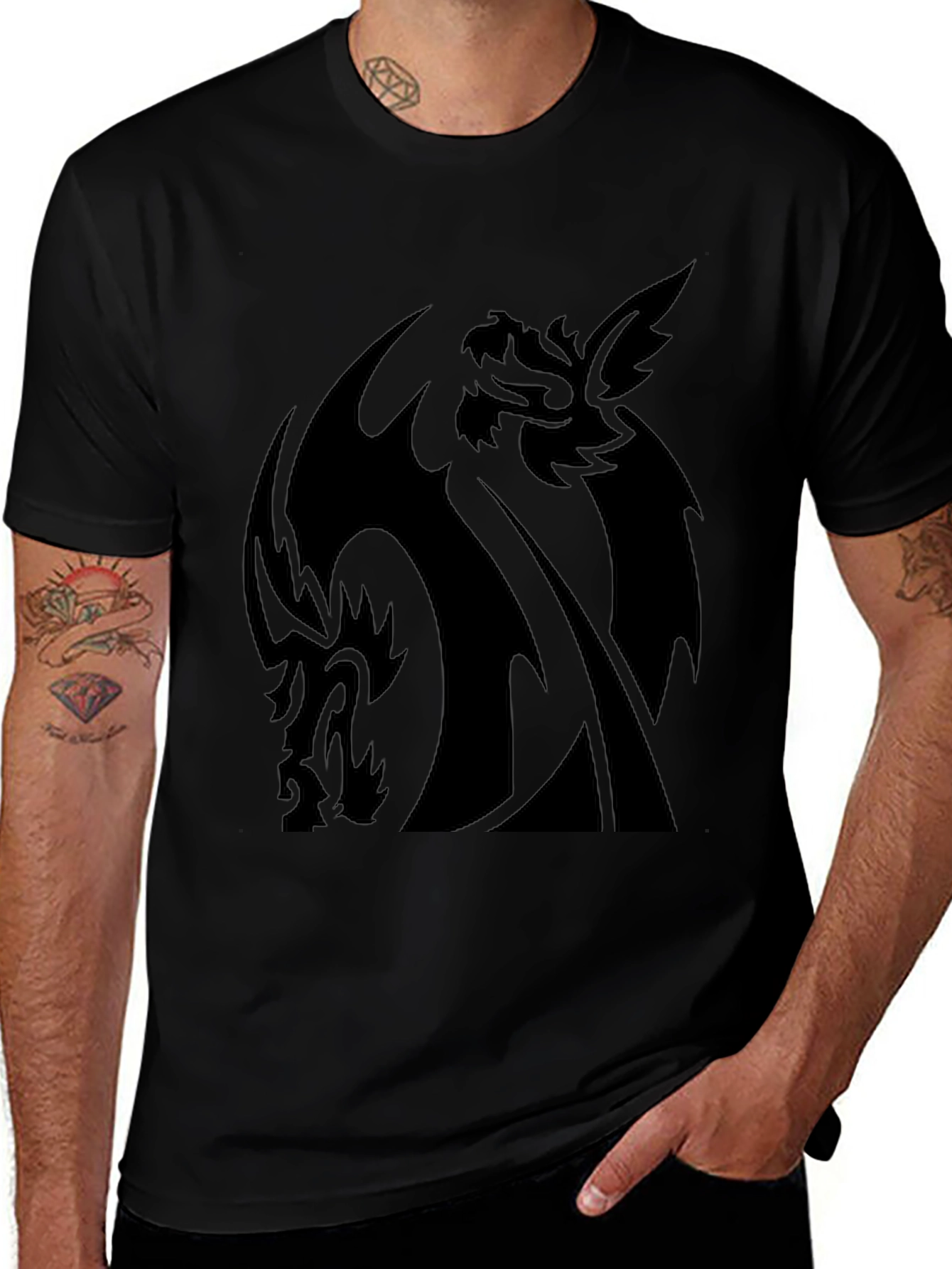 Black Dragon Graphic Print T-Shirt