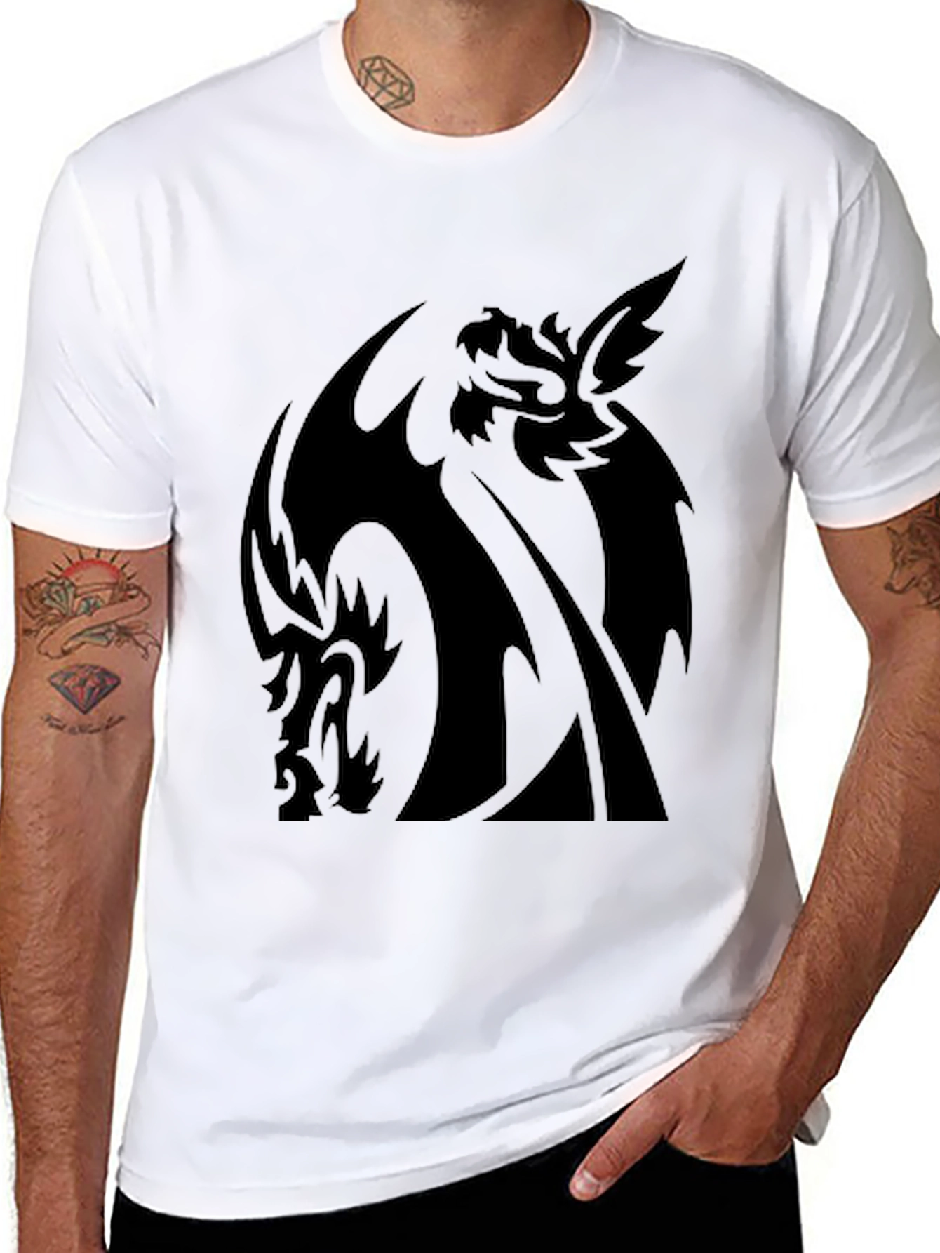 Black Dragon Graphic Print T-Shirt