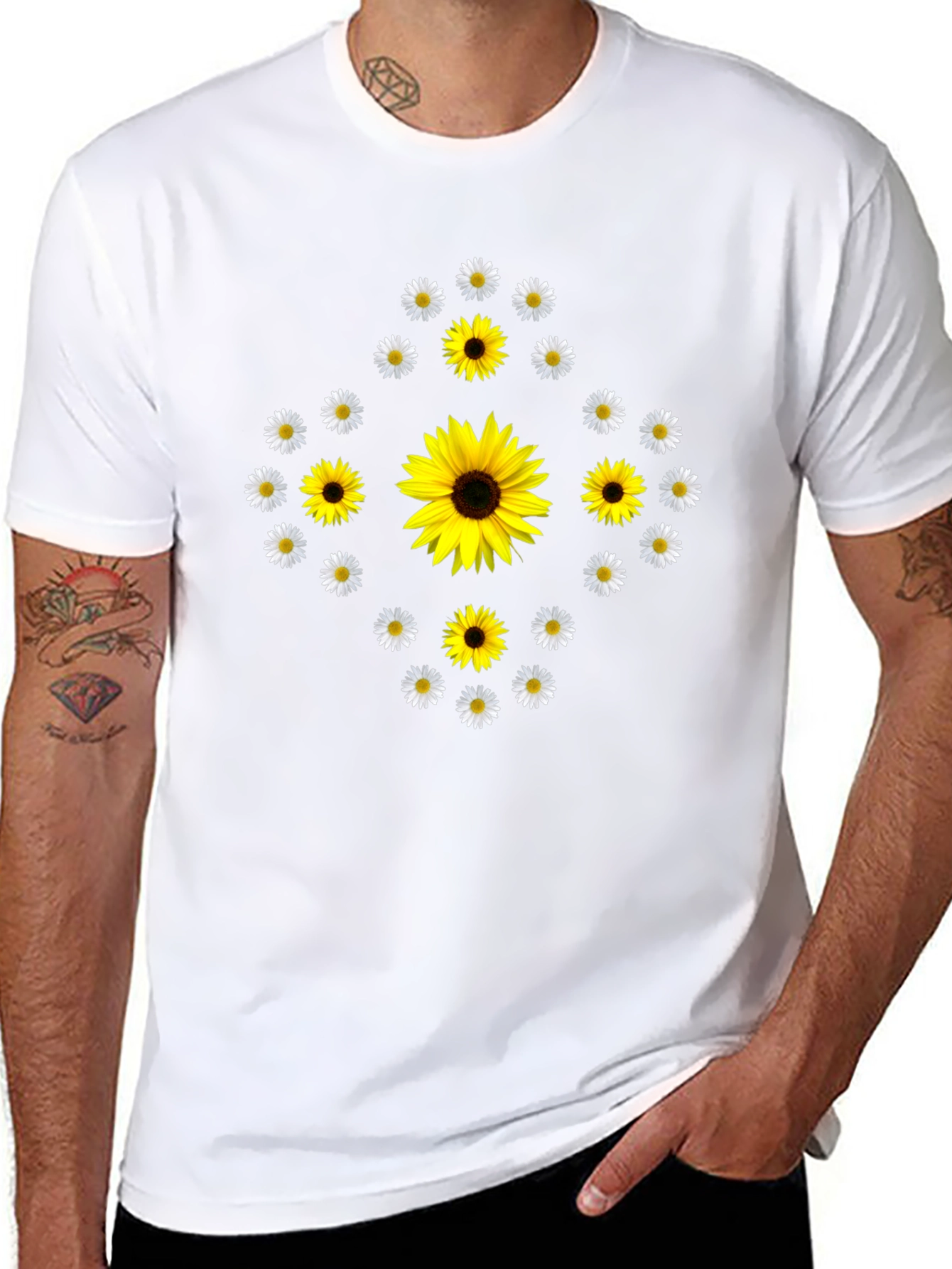 Sunflower & Daisy Graphic Tee - Black