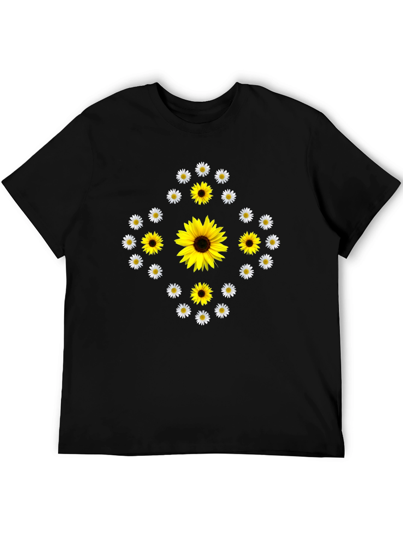 Sunflower & Daisy Graphic Tee - Black