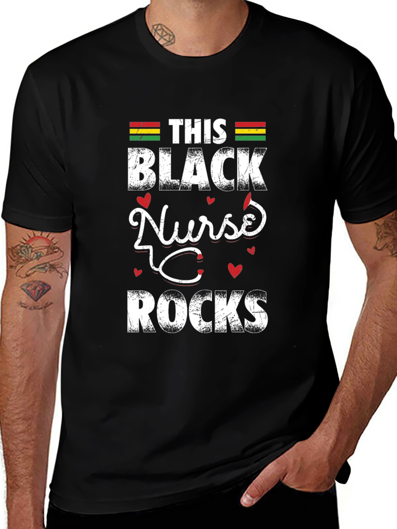 Black Nurse Rocks T-Shirt - Healthcare Pride
