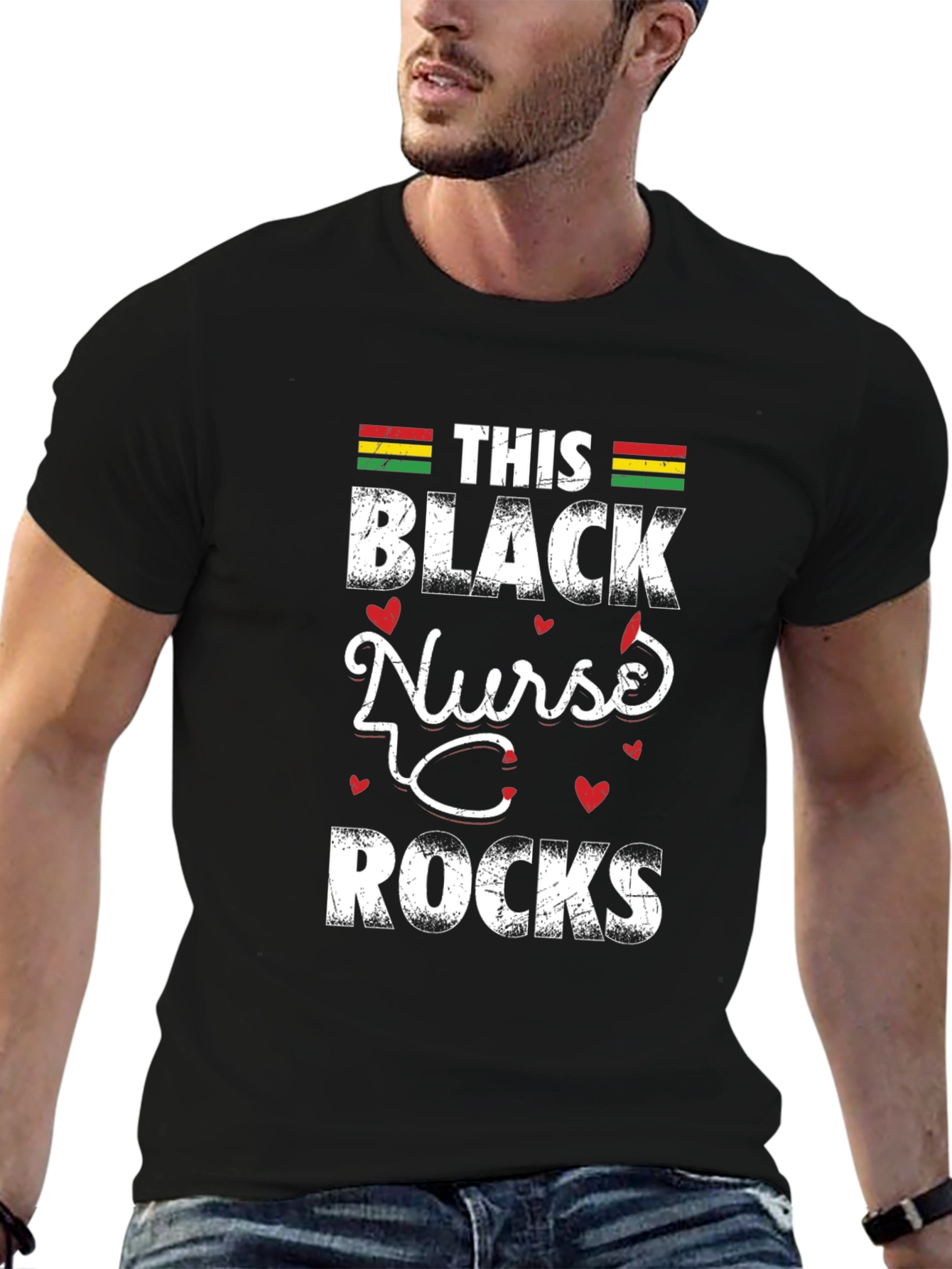 Black Nurse Rocks T-Shirt - Healthcare Pride