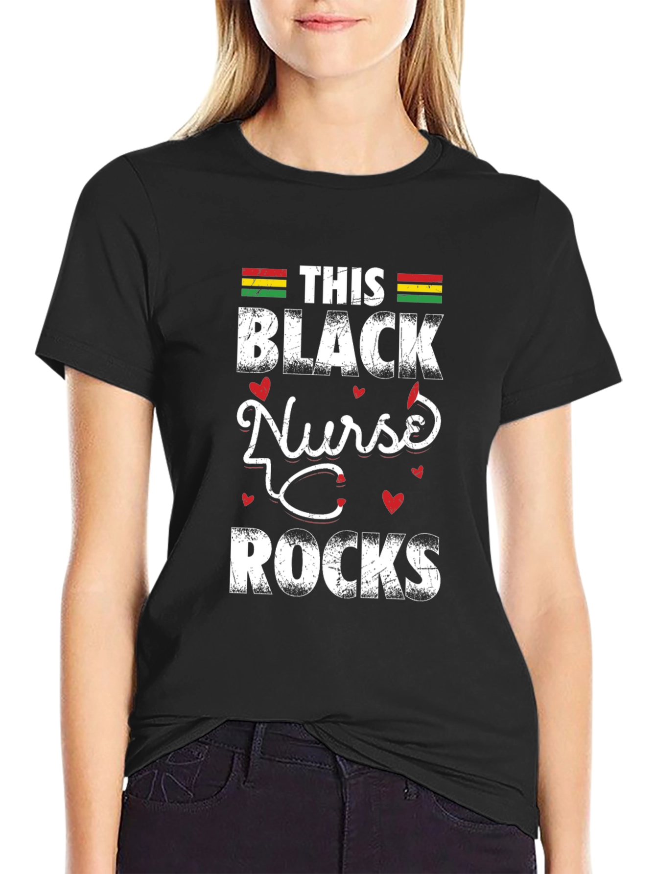 Black Nurse Rocks T-Shirt - Healthcare Pride
