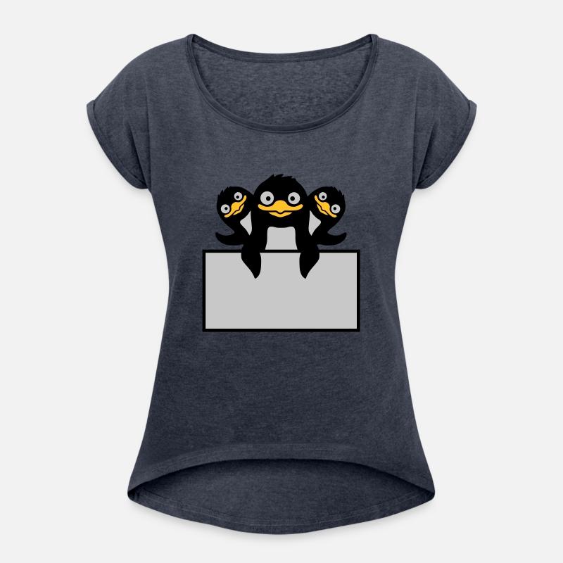 3 penguins behind sign