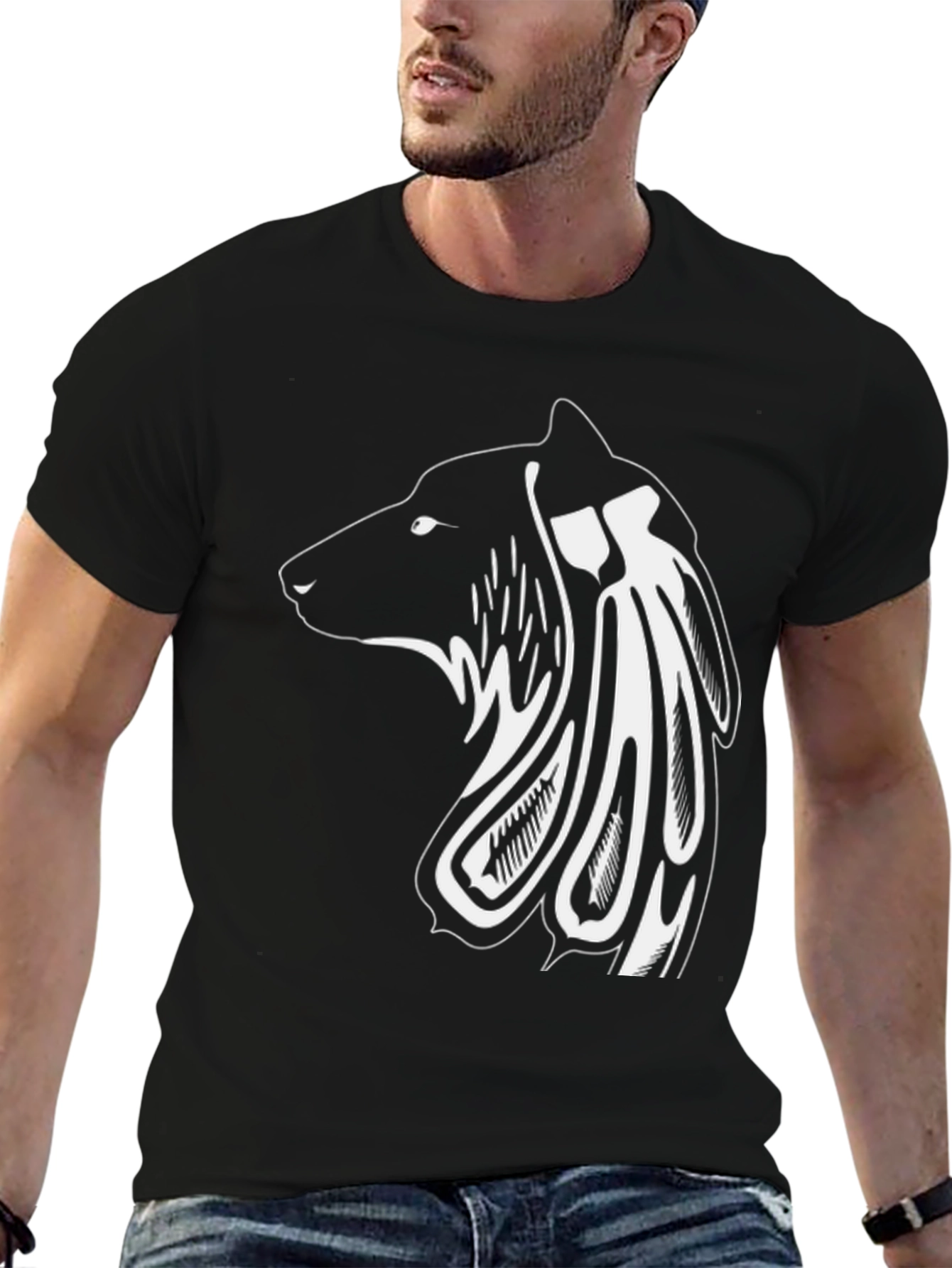 Tribal Bear Graphic Tee - Mens Black T-Shirt