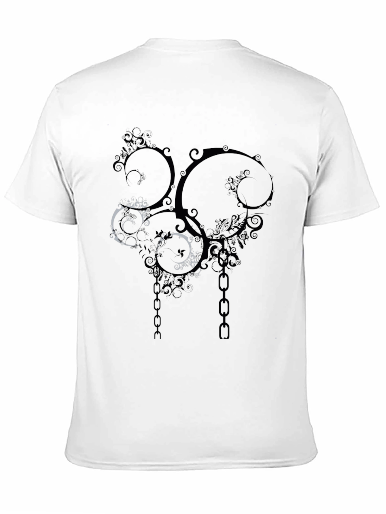 Abstract Swirls & Chains Black Graphic Tee