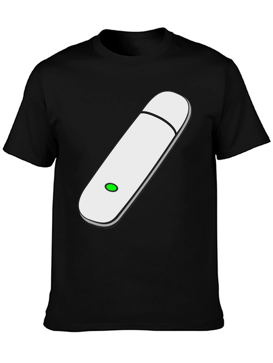 USB Drive Graphic Tee - Black Cotton Blend T-Shirt