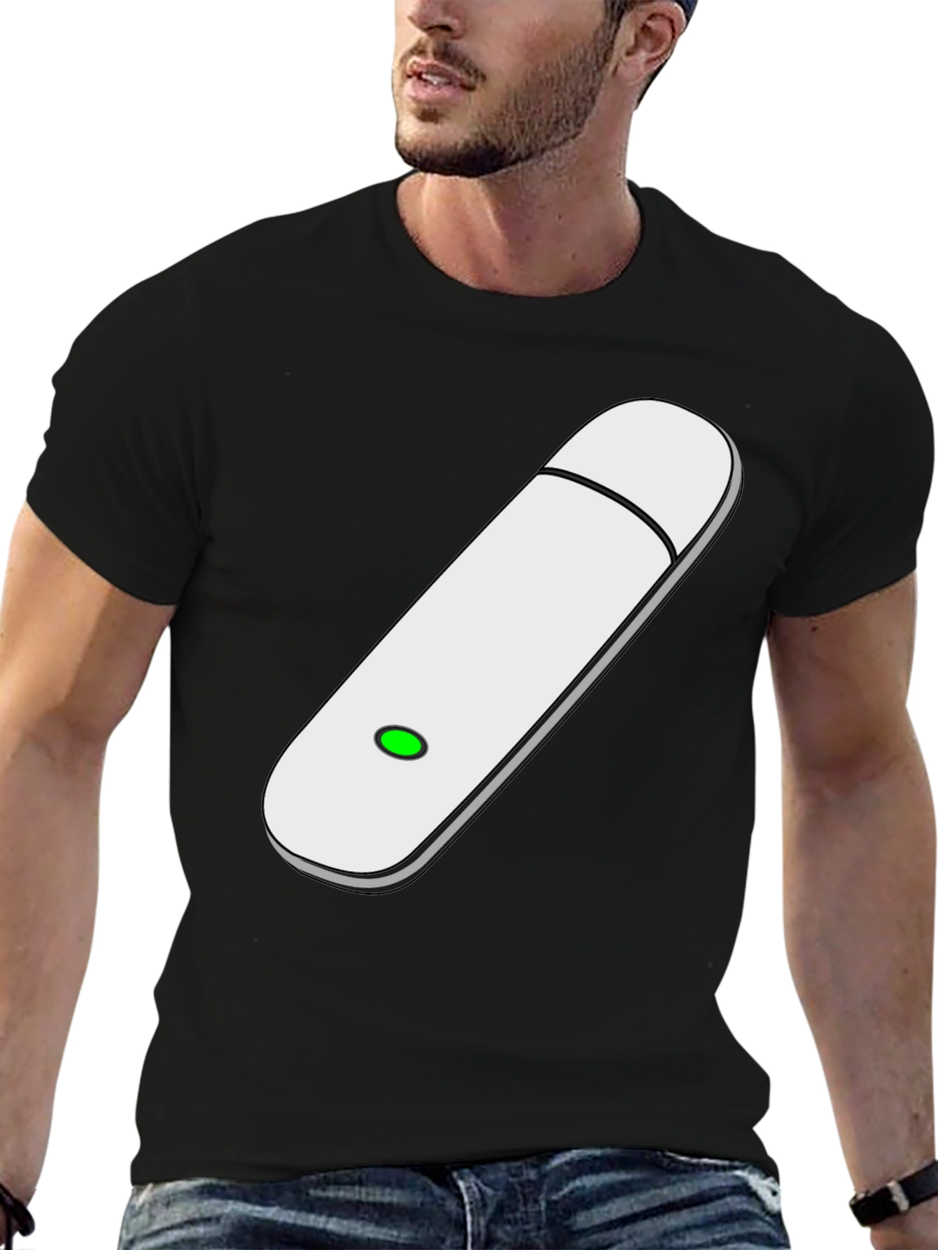 USB Drive Graphic Tee - Black Cotton Blend T-Shirt