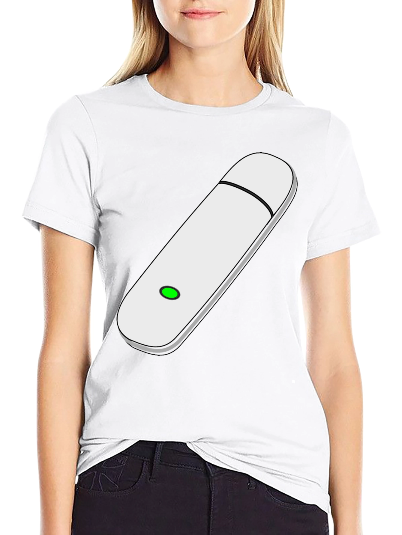 USB Drive Graphic Tee - Black Cotton Blend T-Shirt